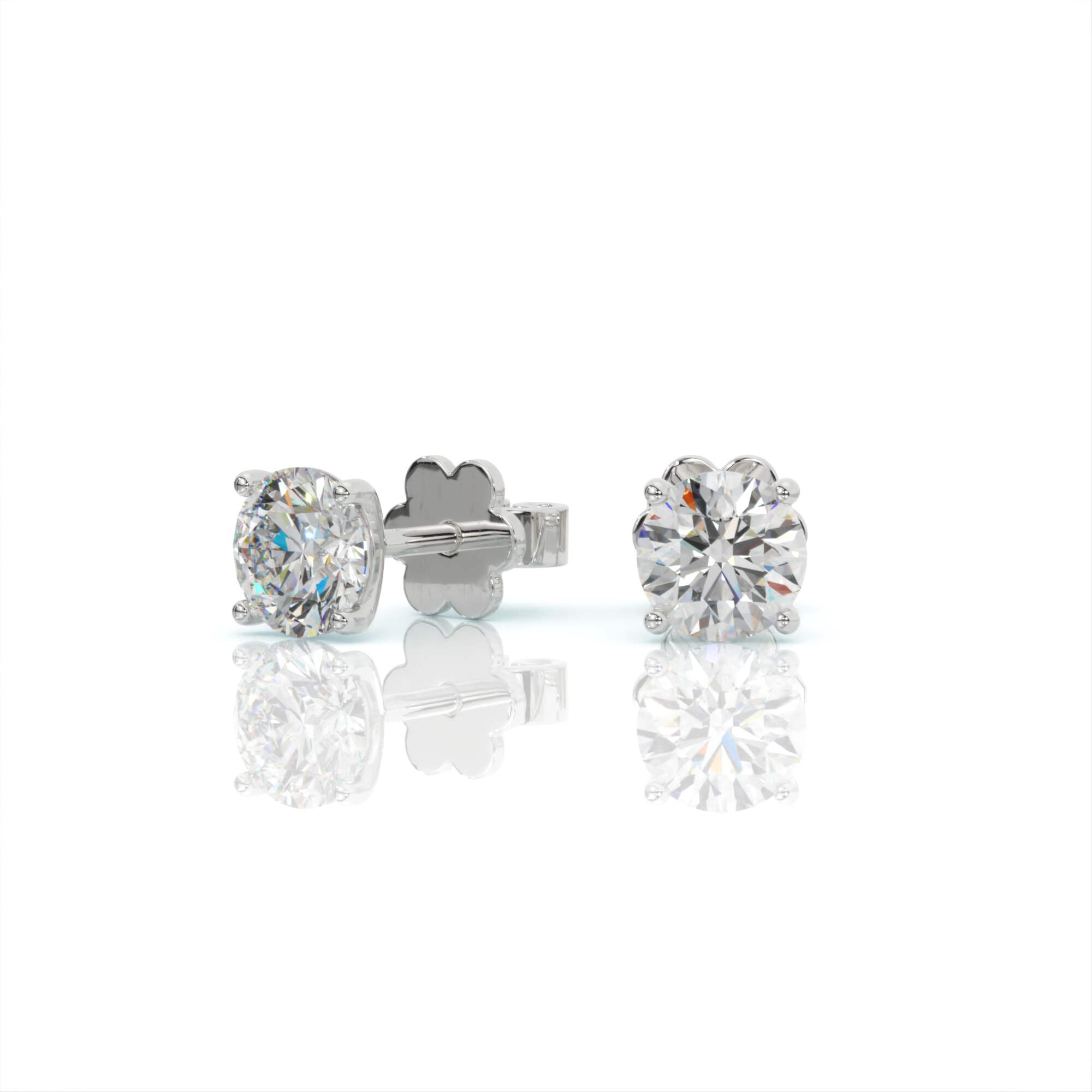 עגילי יהלומים, זהב 14K, יהלום עגול, דגם: ליאם – תמונה 2