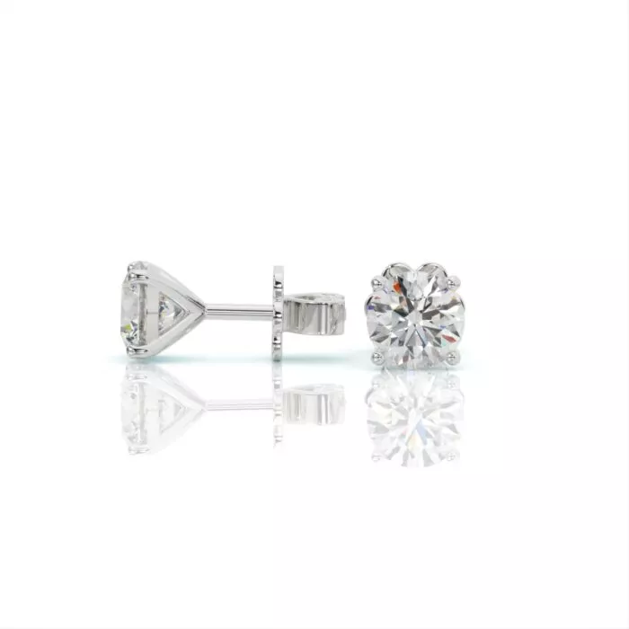 ⁦עגילי יהלומים, זהב 14K, יהלום עגול, דגם: ליאם⁩ – תמונה ⁦4⁩