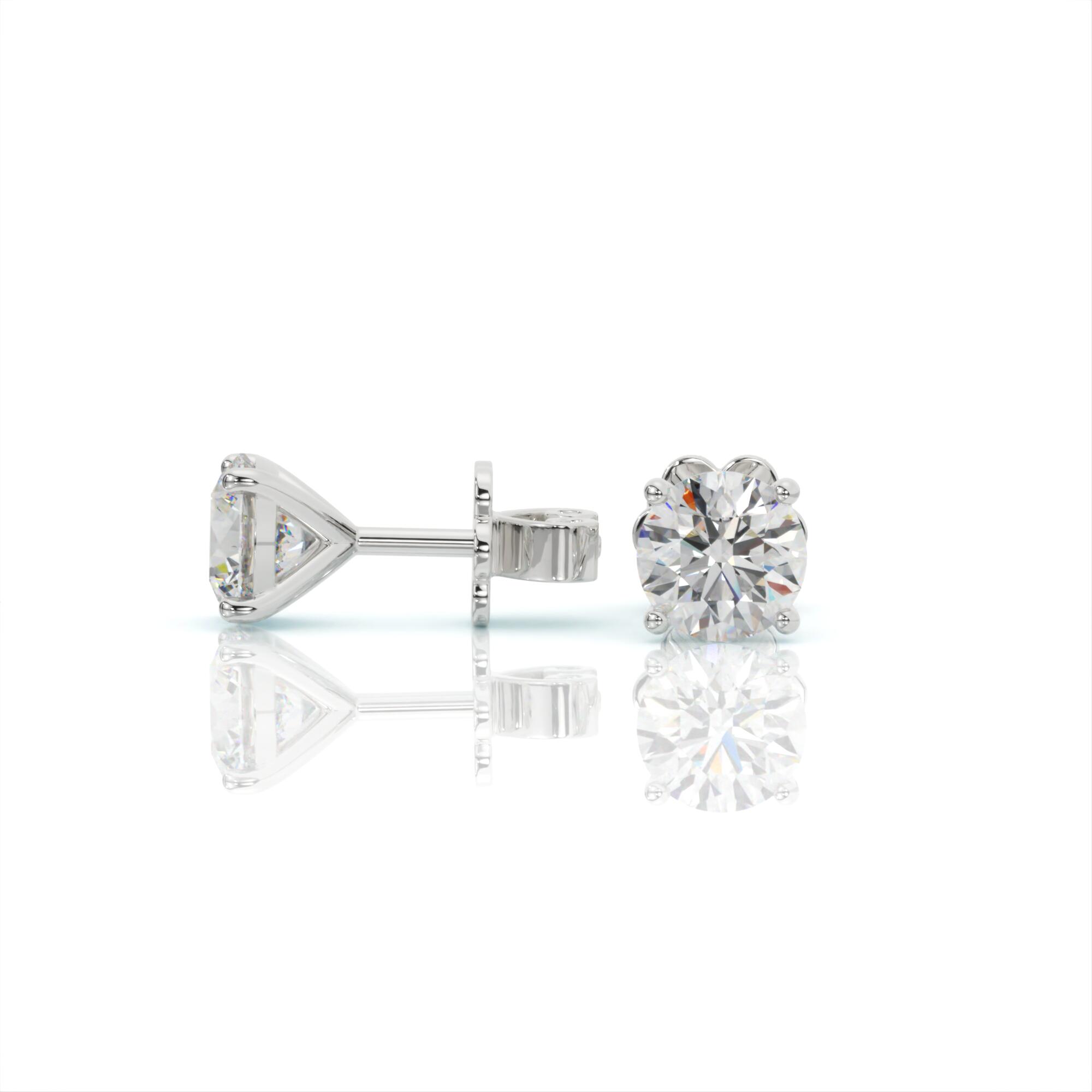 עגילי יהלומים, זהב 14K, יהלום עגול, דגם: ליאם – תמונה 4