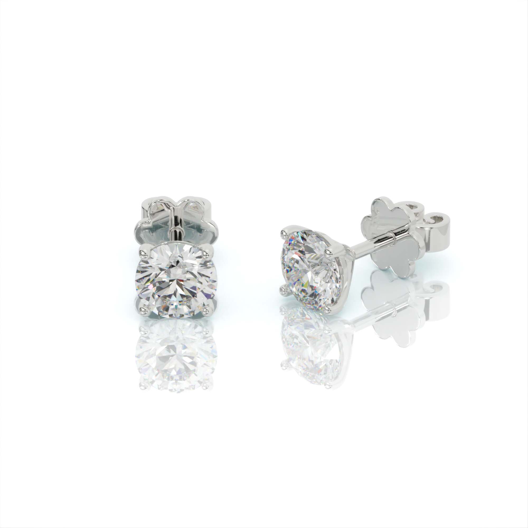 עגילי יהלומים, זהב 14K, יהלום עגול, דגם: ליאם – תמונה 6