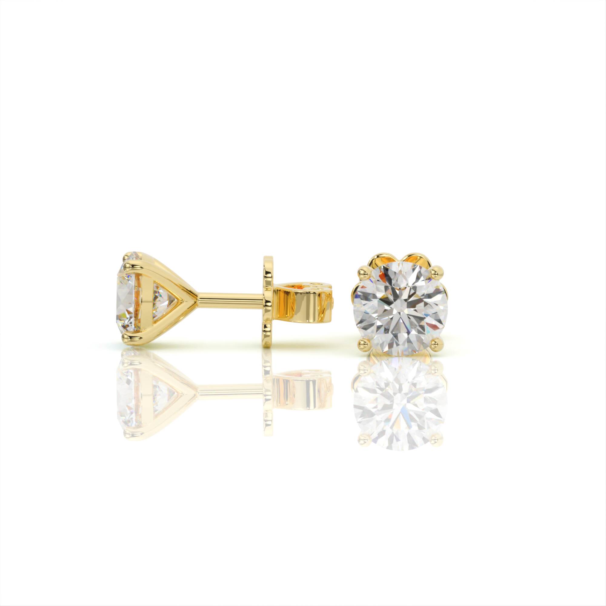 עגילי יהלומים, זהב 14K, יהלום עגול, דגם: ליאם – תמונה 3