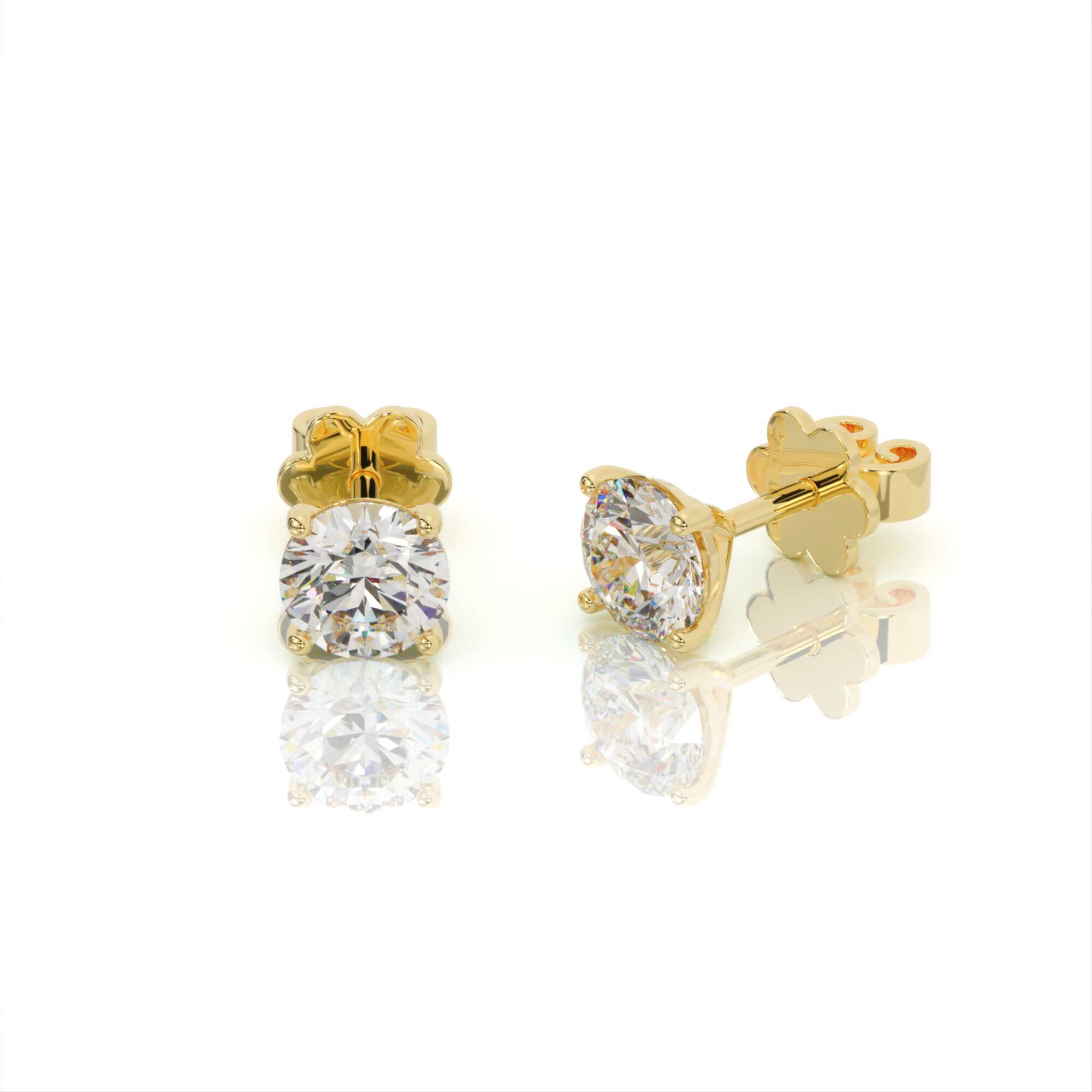 עגילי יהלומים, זהב 14K, יהלום עגול, דגם: ליאם – תמונה 5