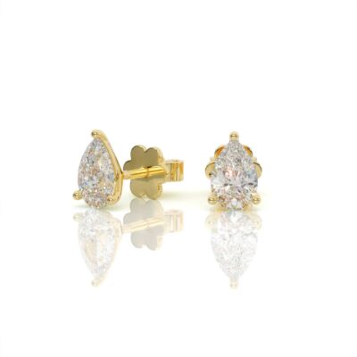 עגילי יהלומים, זהב 14K, יהלום טיפה, דגם: אדל