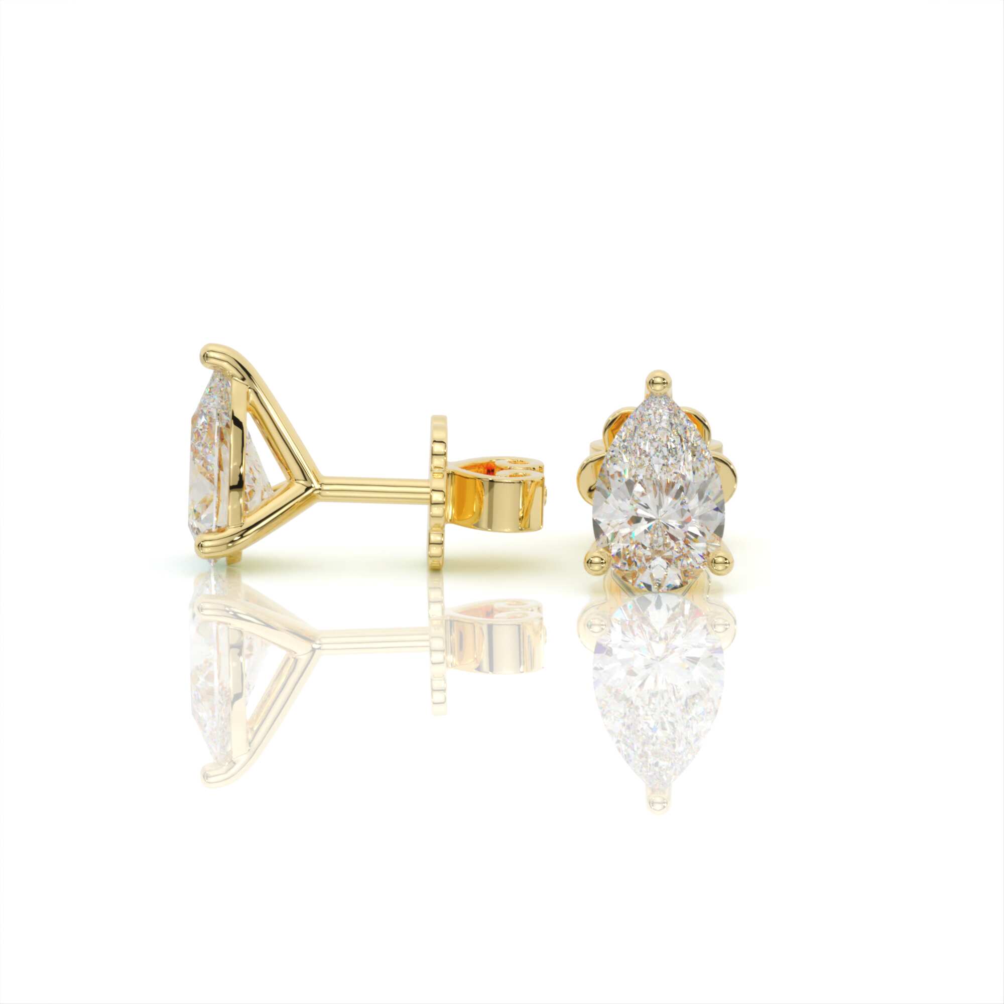 עגילי יהלומים, זהב 14K, יהלום טיפה, דגם: אדל – תמונה 3