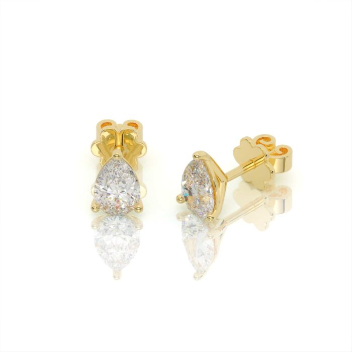 ⁦עגילי יהלומים, זהב 14K, יהלום טיפה, דגם: אדל⁩ – תמונה ⁦6⁩