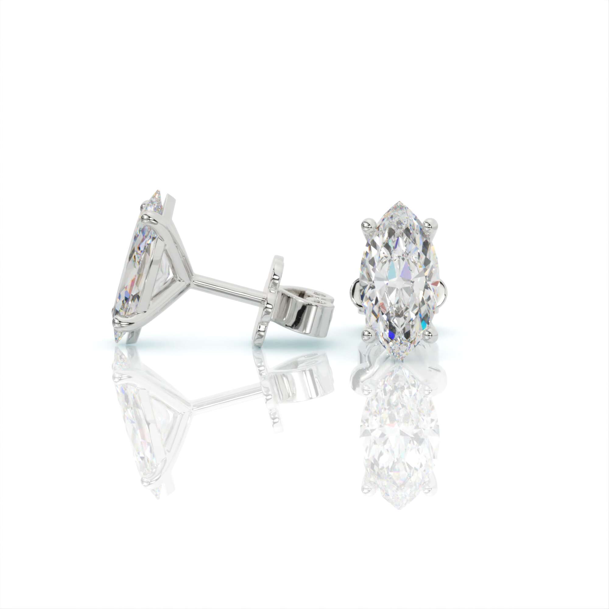 עגילי יהלומים, זהב 14K, יהלום מרקיזה, דגם: עמית – תמונה 4