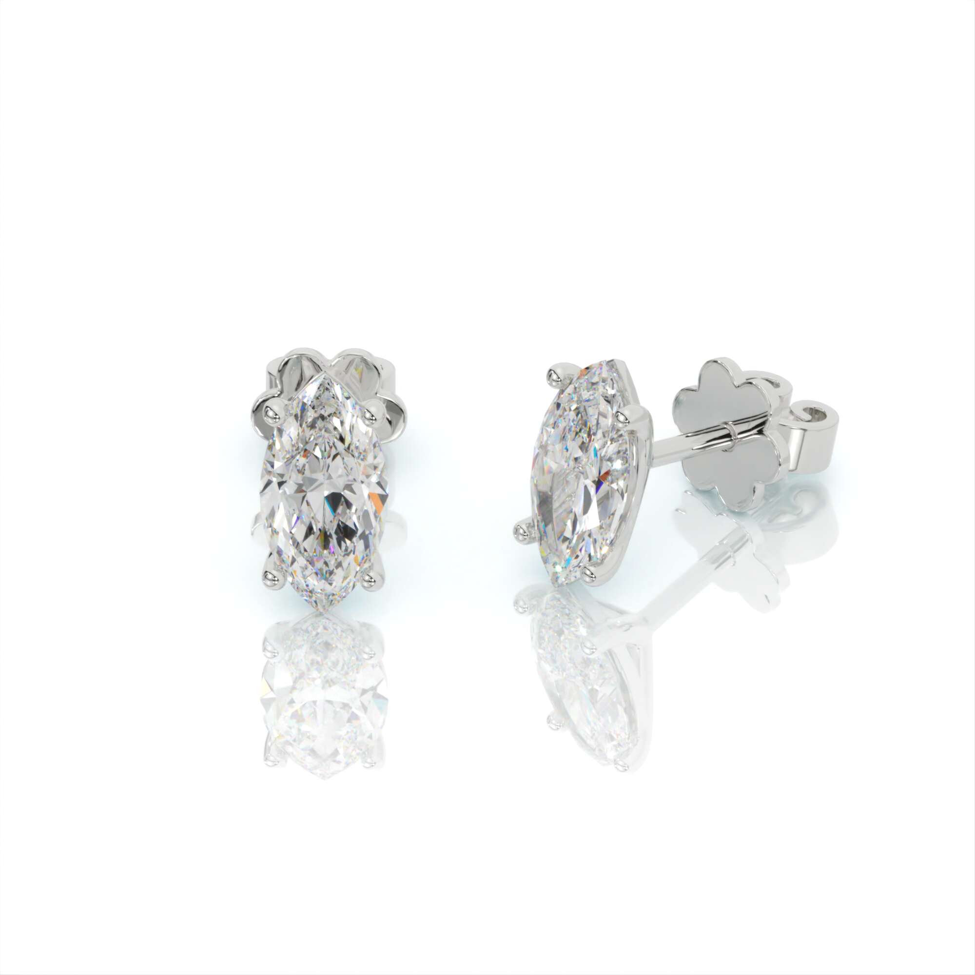 עגילי יהלומים, זהב 14K, יהלום מרקיזה, דגם: עמית – תמונה 6