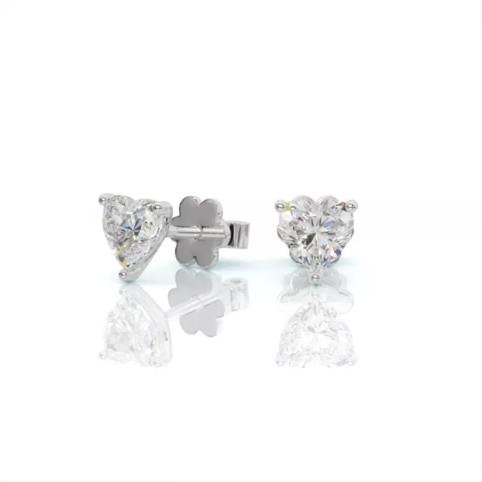 ⁦עגילי יהלומים, זהב 14K, יהלום לב, דגם: אליה⁩ – תמונה ⁦2⁩