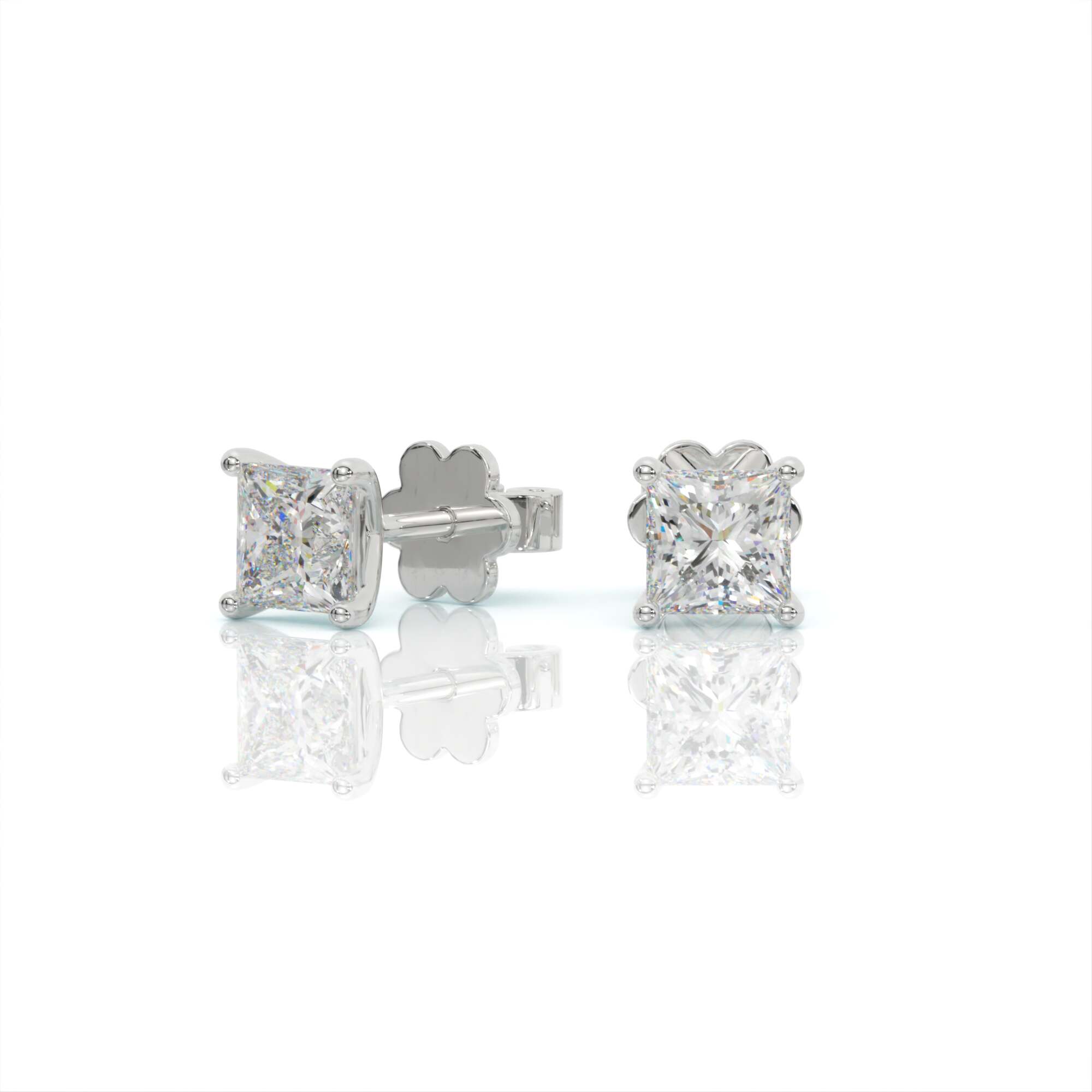 עגילי יהלומים, זהב 14K, יהלום פרינסס, דגם: אמיליה