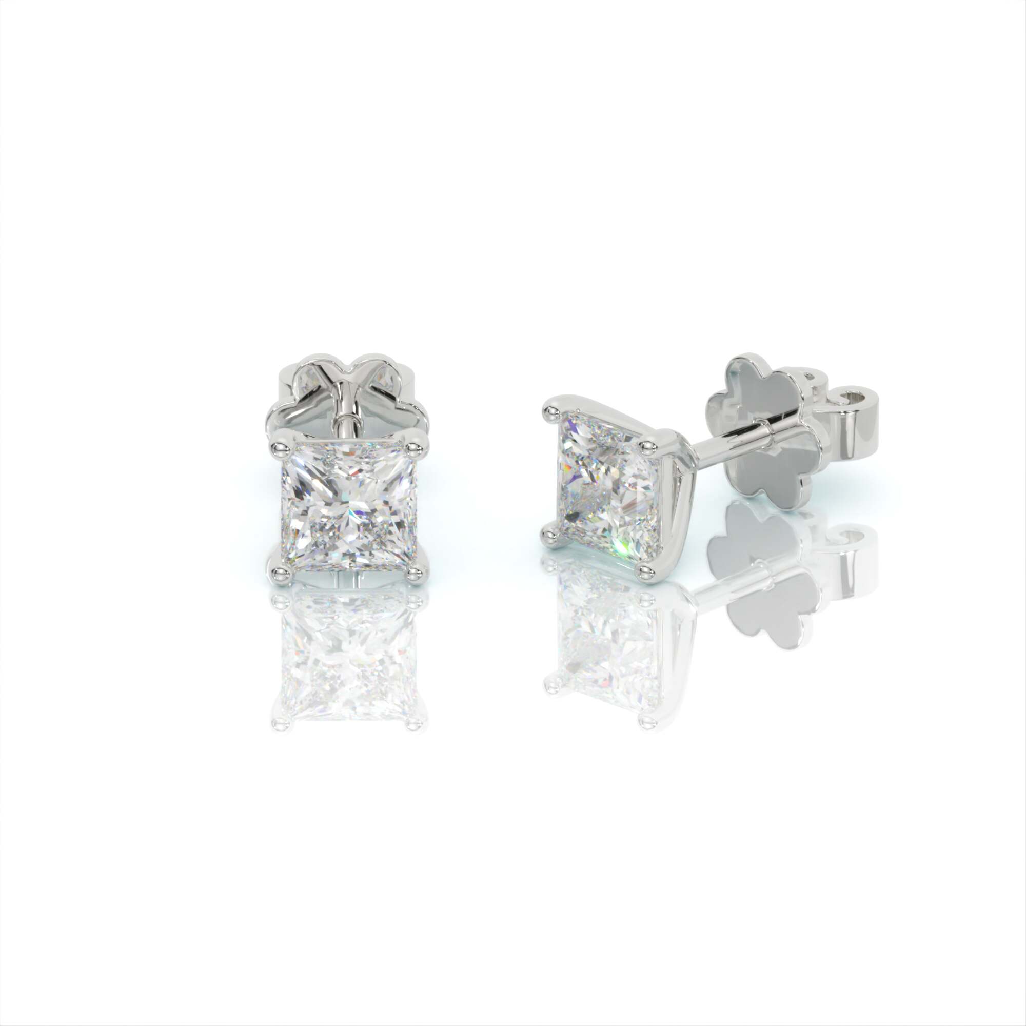 עגילי יהלומים, זהב 14K, יהלום פרינסס, דגם: אמיליה – תמונה 6