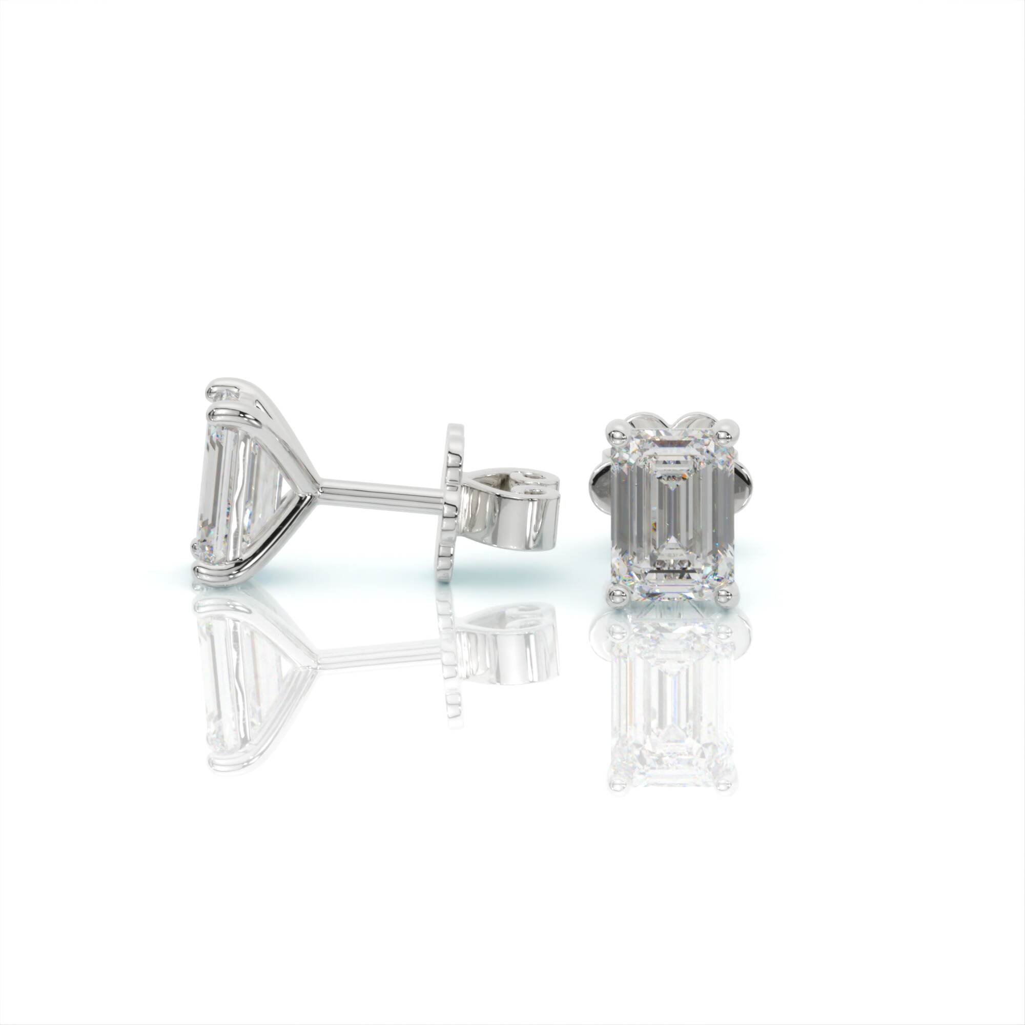 עגילי יהלומים, זהב 14K, יהלום אמרלד, דגם: לורן – תמונה 3