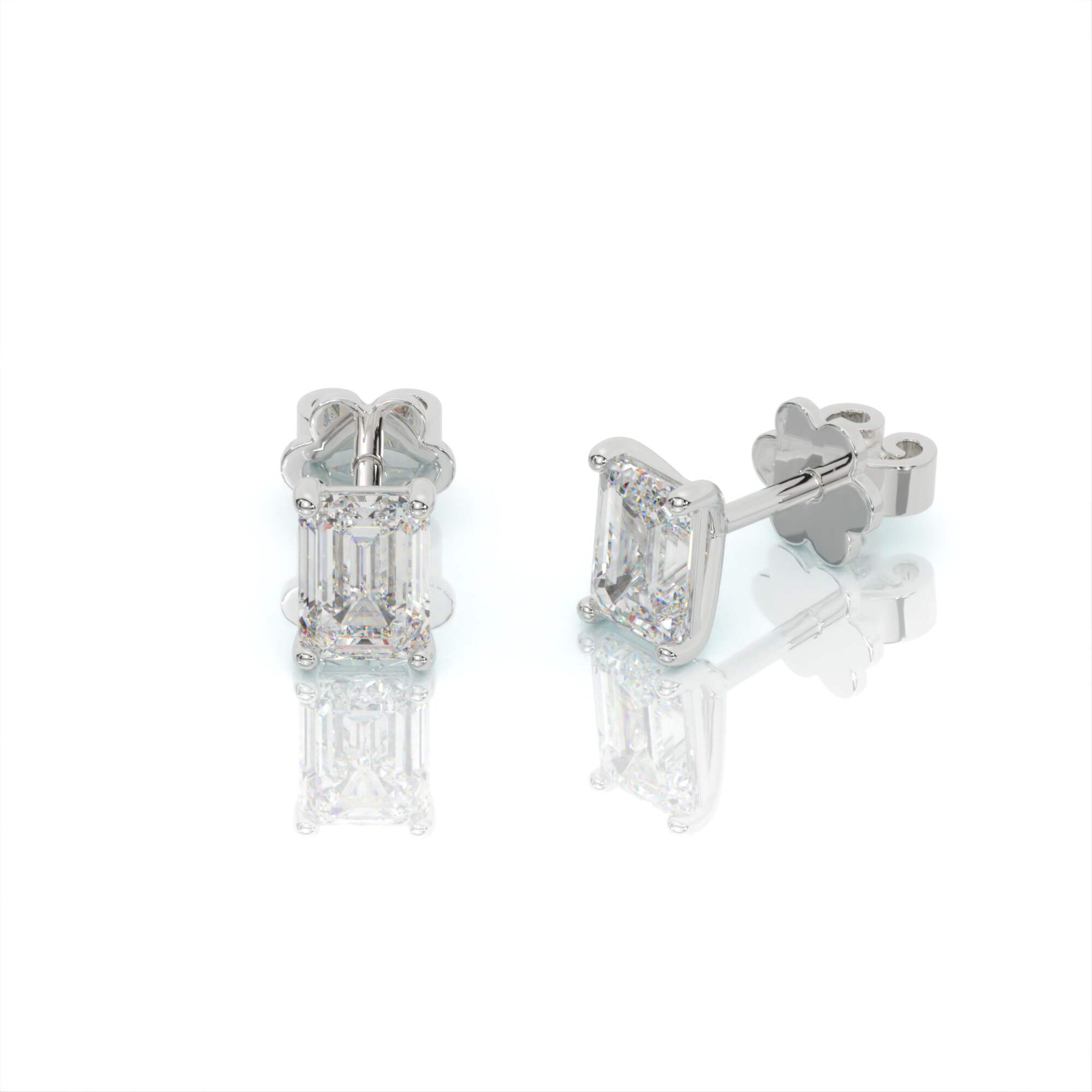 עגילי יהלומים, זהב 14K, יהלום אמרלד, דגם: לורן – תמונה 5