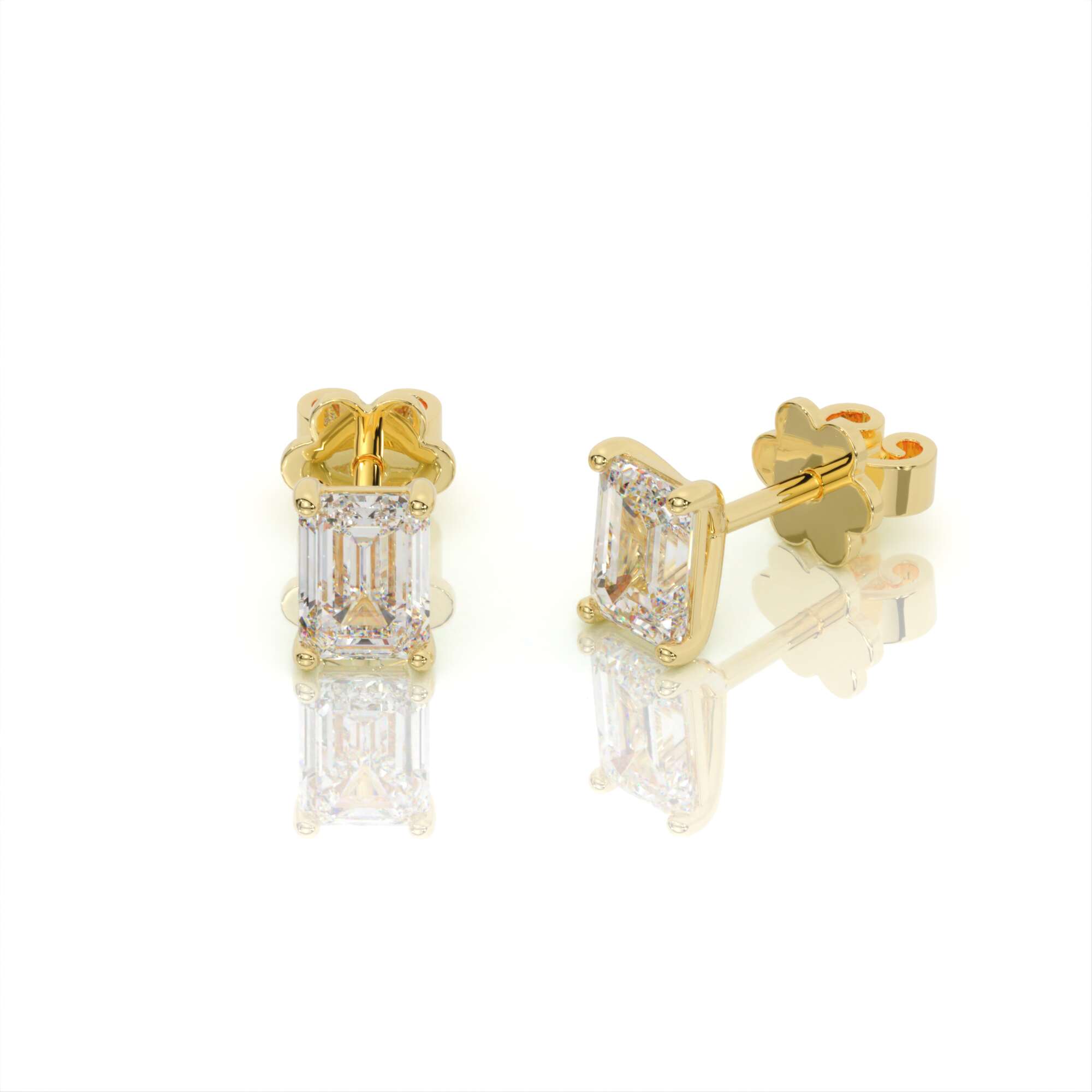 עגילי יהלומים, זהב 14K, יהלום אמרלד, דגם: לורן – תמונה 6