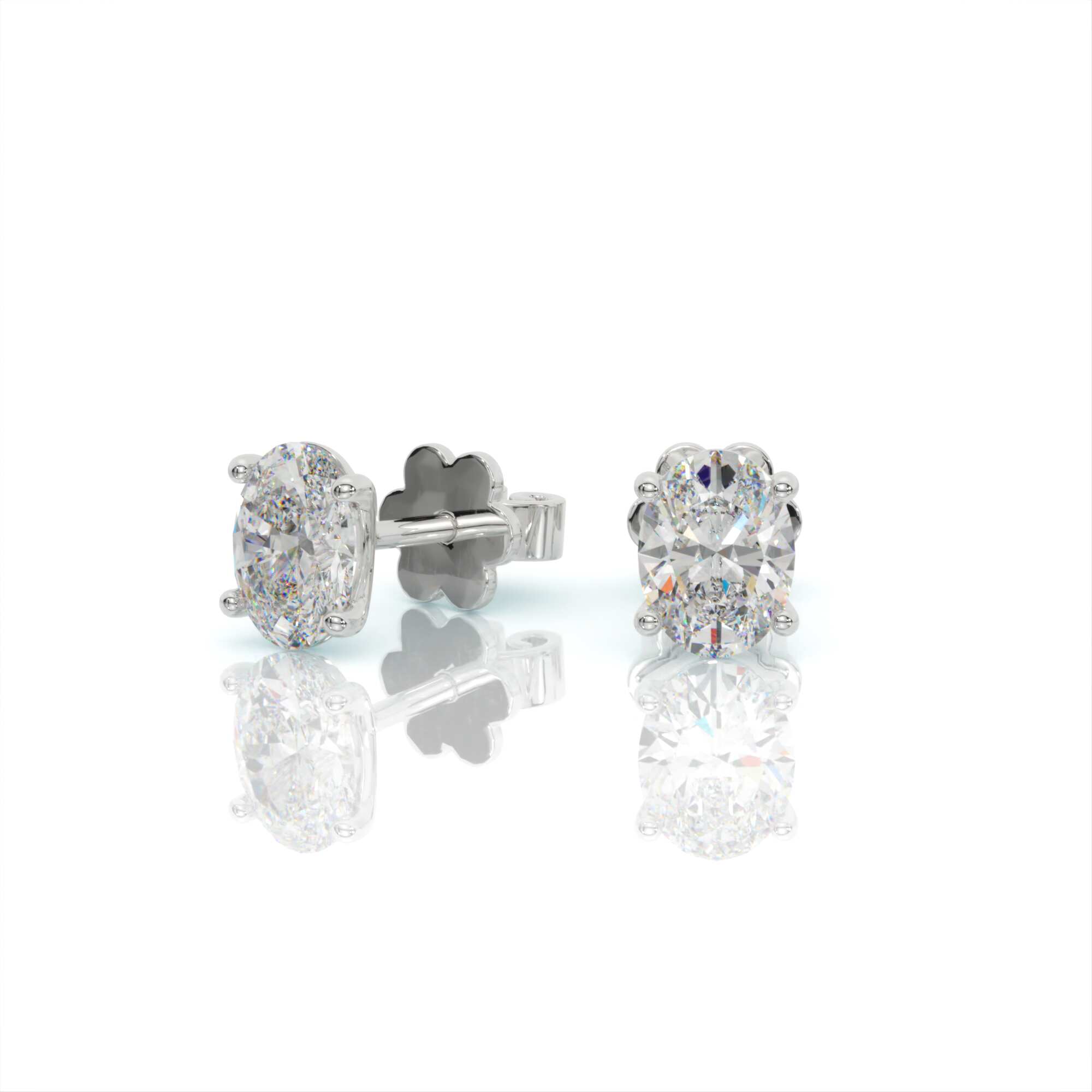 עגילי יהלומים, זהב 14K, יהלום אובל, דגם: מיתר