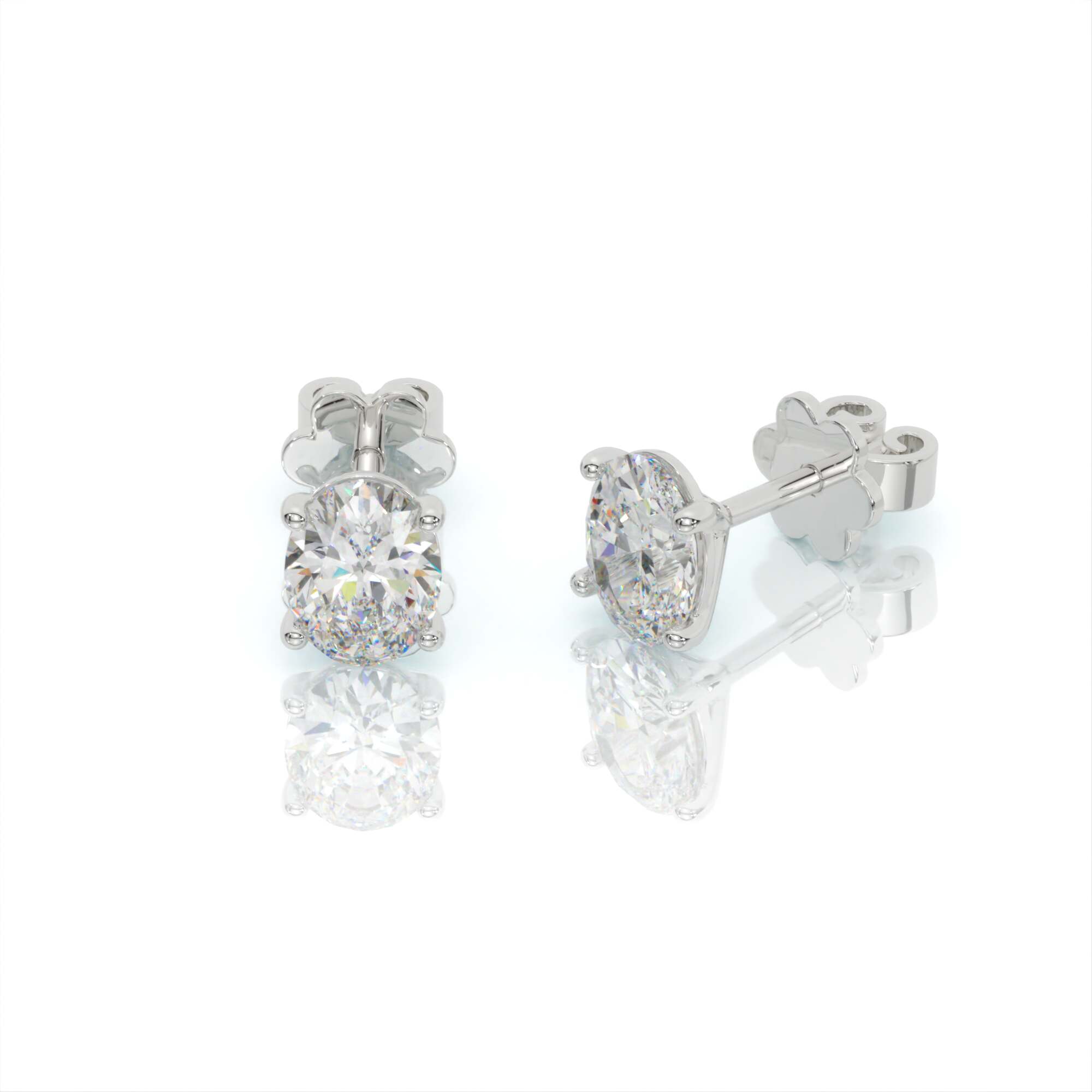 עגילי יהלומים, זהב 14K, יהלום אובל, דגם: מיתר – תמונה 5