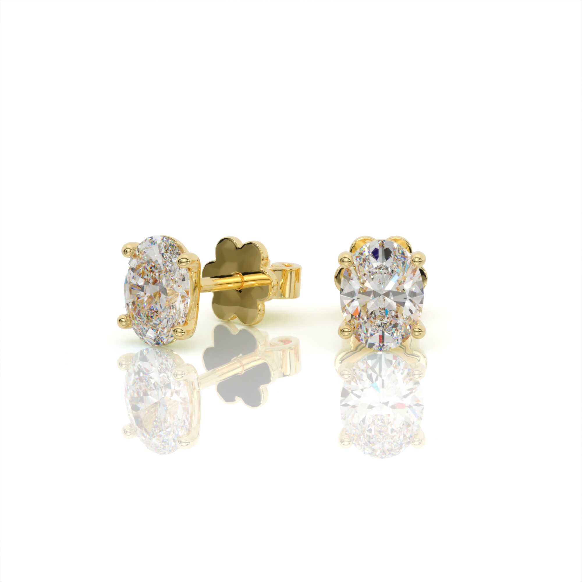 עגילי יהלומים, זהב 14K, יהלום אובל, דגם: מיתר – תמונה 2