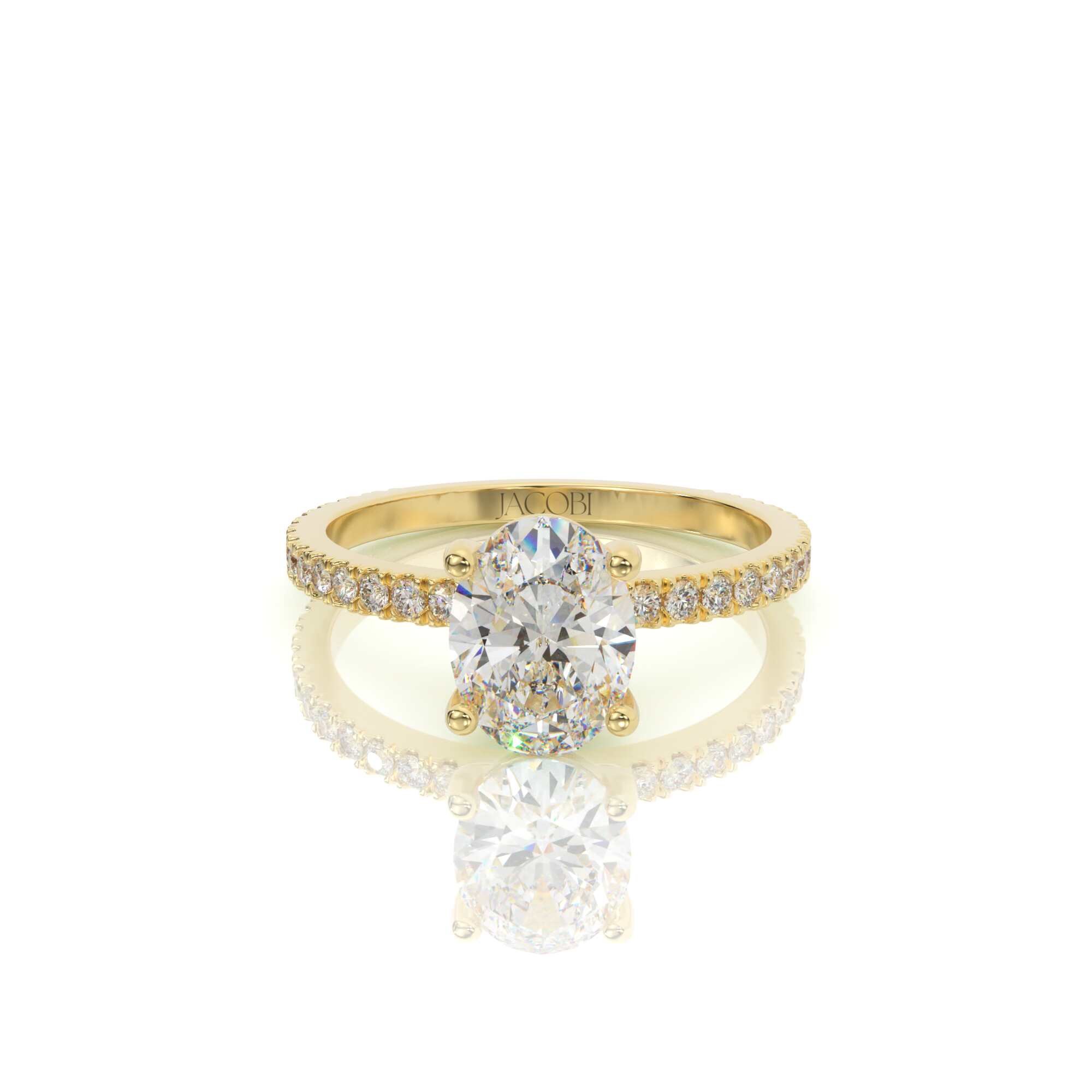 טבעת אירוסין, זהב 14K, יהלום אובל, דגם: קורן – תמונה 2