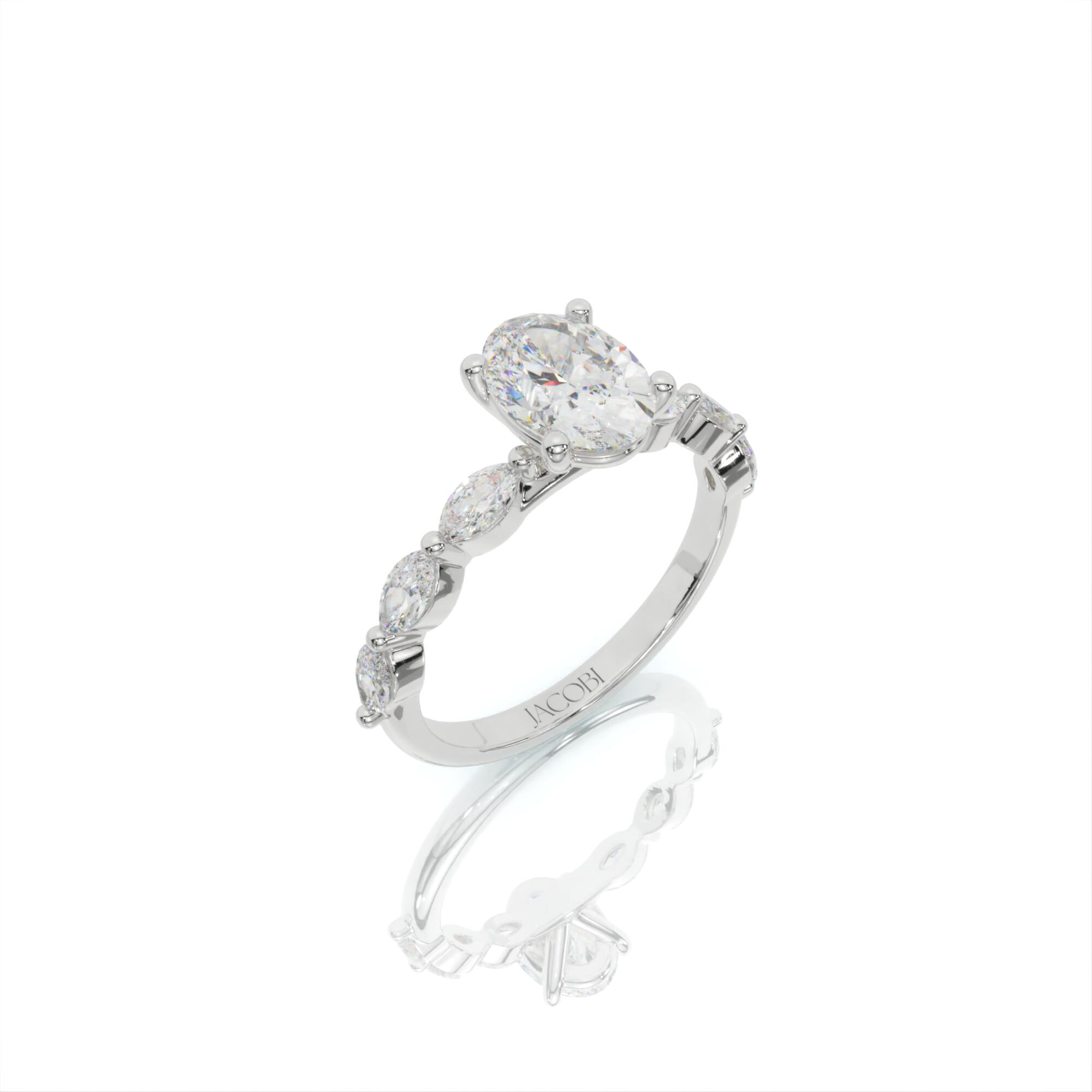 טבעת אירוסין, זהב 14K, יהלום אובל, דגם: טליה – תמונה 4