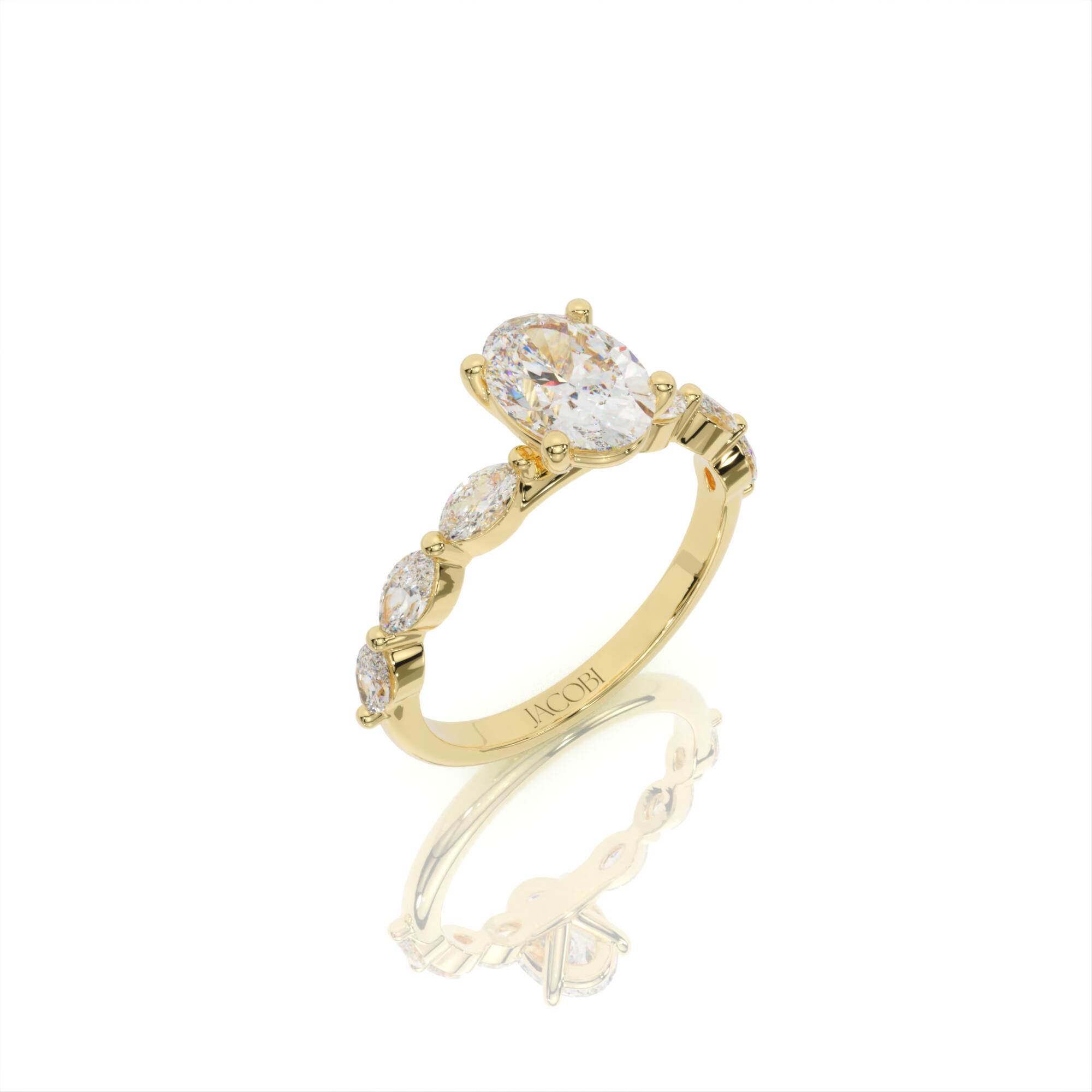 טבעת אירוסין, זהב 14K, יהלום אובל, דגם: טליה – תמונה 3