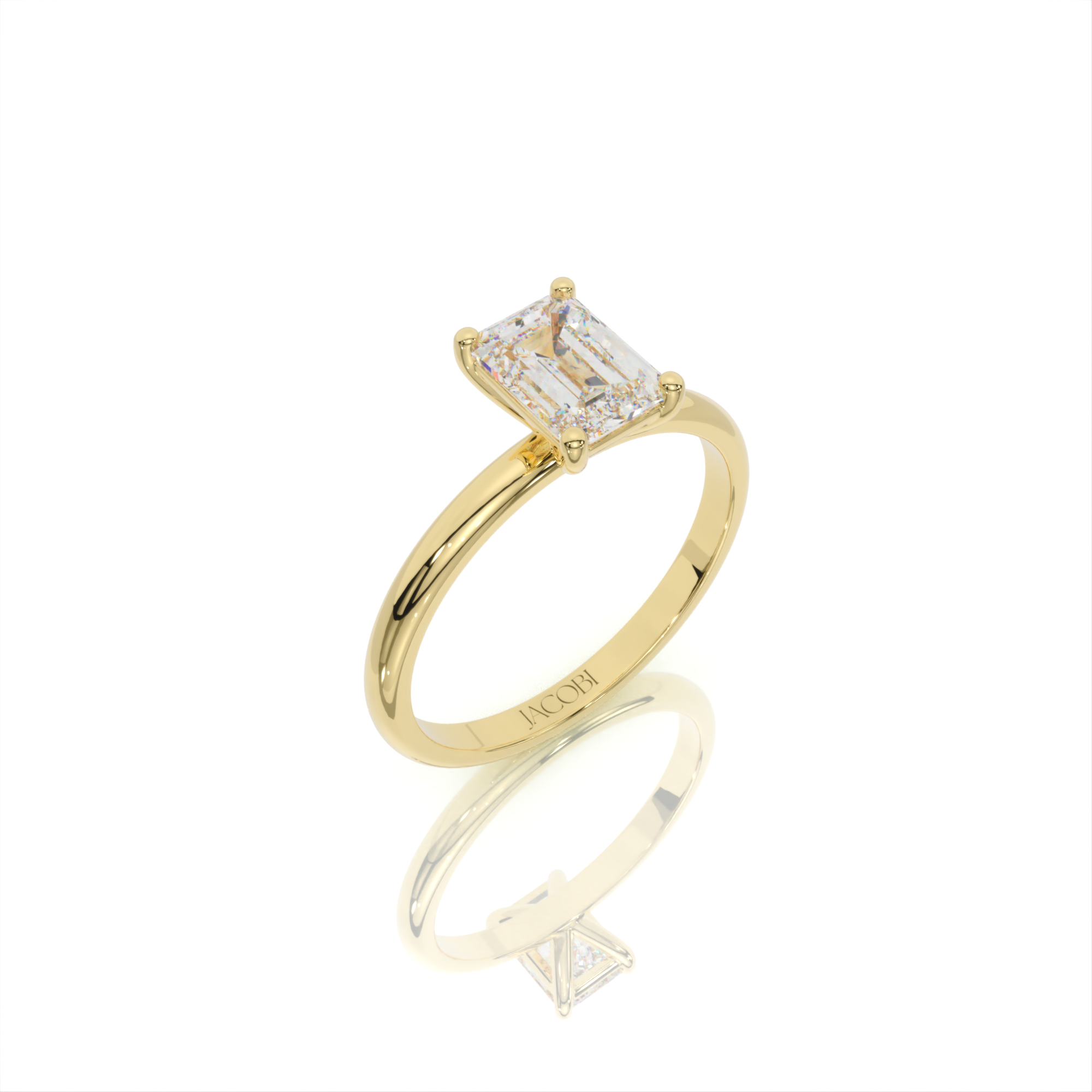 טבעת אירוסין סוליטר, זהב 14K, יהלום אמרלד , דגם: ליאל – תמונה 3