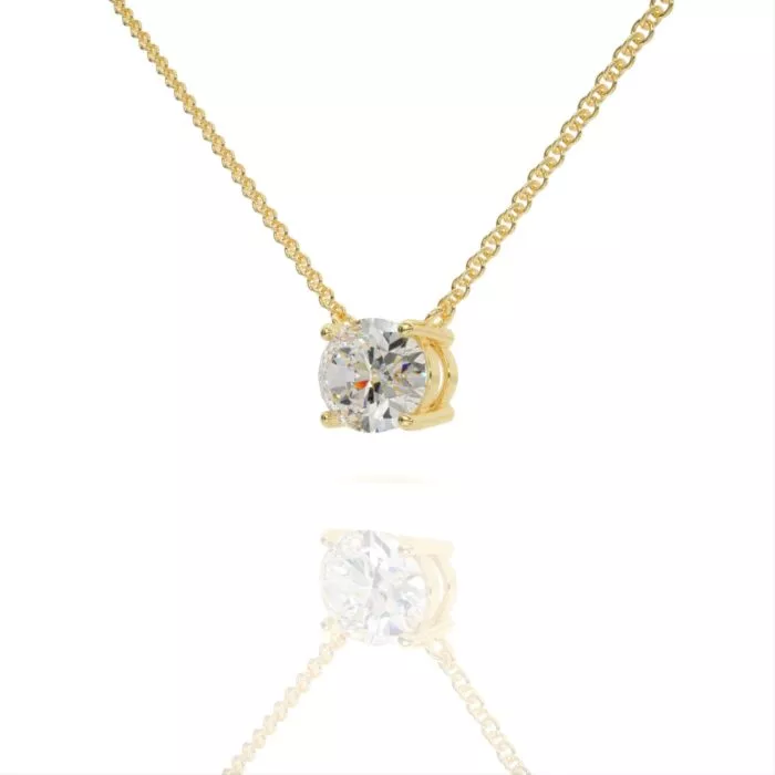 ⁦שרשרת יהלומים, זהב 14K, יהלום אובל, דגם: טוהר⁩ – תמונה ⁦3⁩