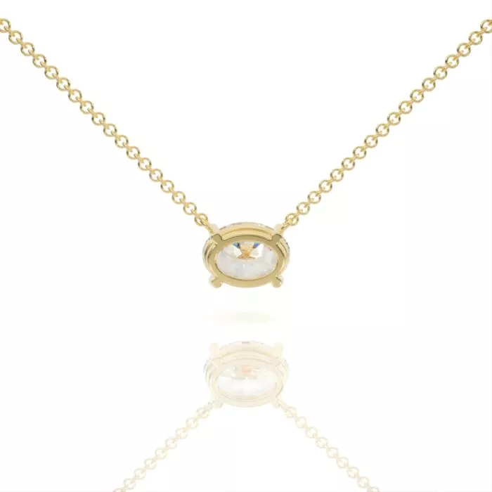 ⁦שרשרת יהלומים, זהב 14K, יהלום אובל, דגם: טוהר⁩ – תמונה ⁦5⁩