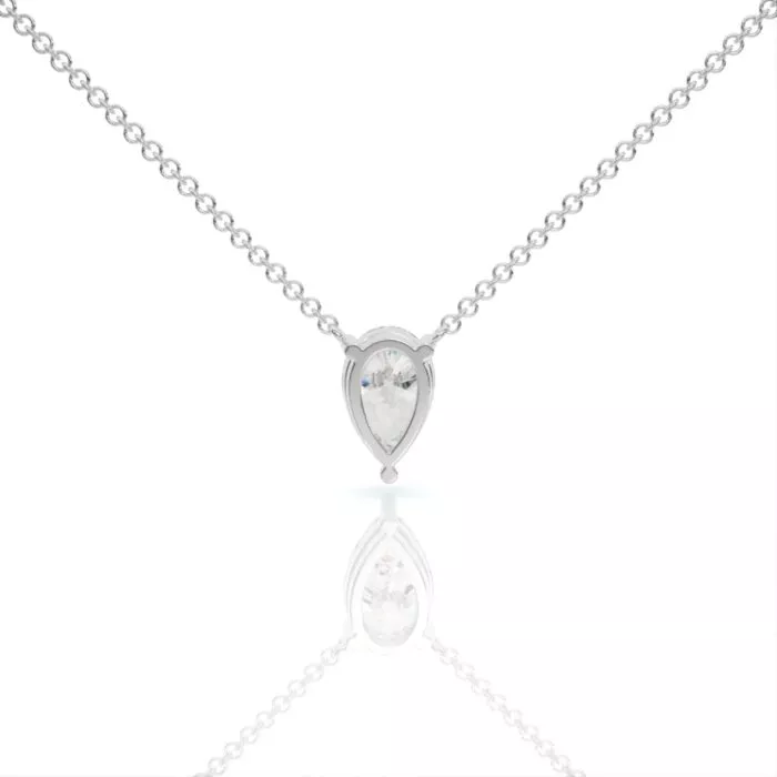 ⁦שרשרת יהלומים, זהב 14K, יהלום טיפה, דגם: חן⁩ – תמונה ⁦5⁩