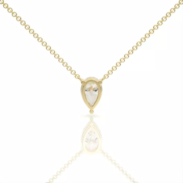 ⁦שרשרת יהלומים, זהב 14K, יהלום טיפה, דגם: חן⁩ – תמונה ⁦6⁩