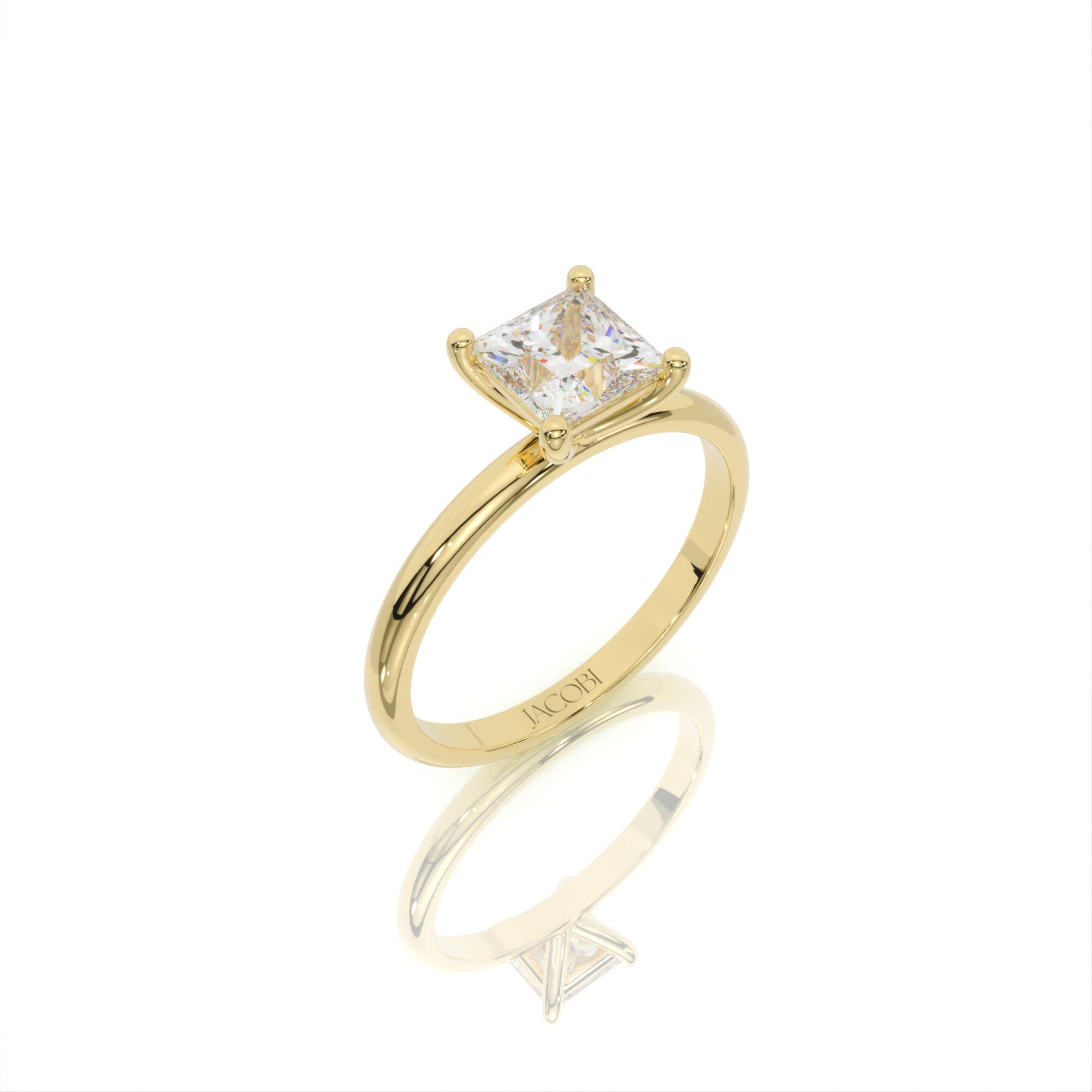 טבעת אירוסין סוליטר, זהב 14K, יהלום פרינסס, דגם: תהל – תמונה 3