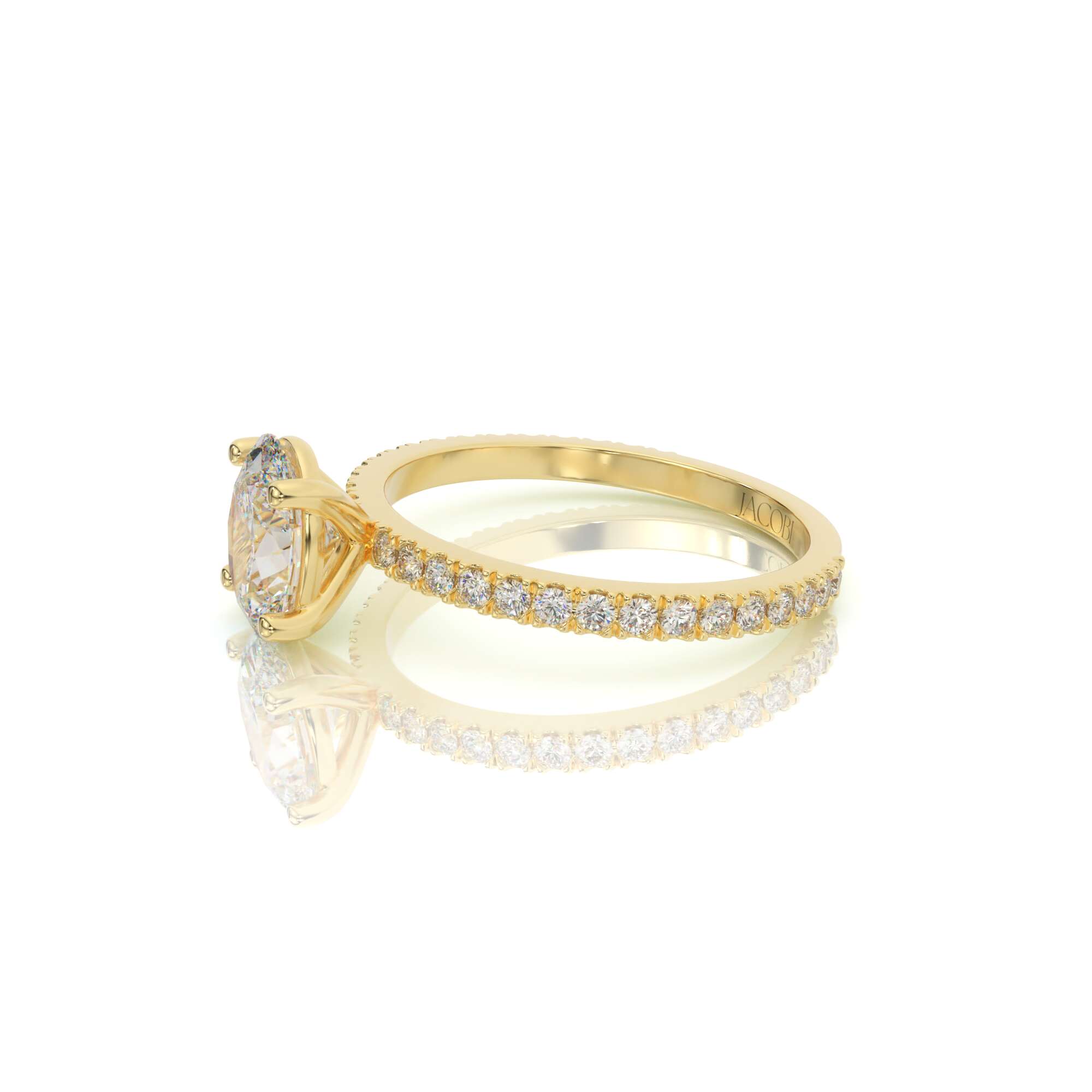 טבעת אירוסין, זהב 14K, יהלום אובל, דגם: קורן – תמונה 8