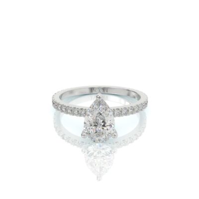 טבעת אירוסין, זהב 14K, יהלום טיפה, דגם: ליר