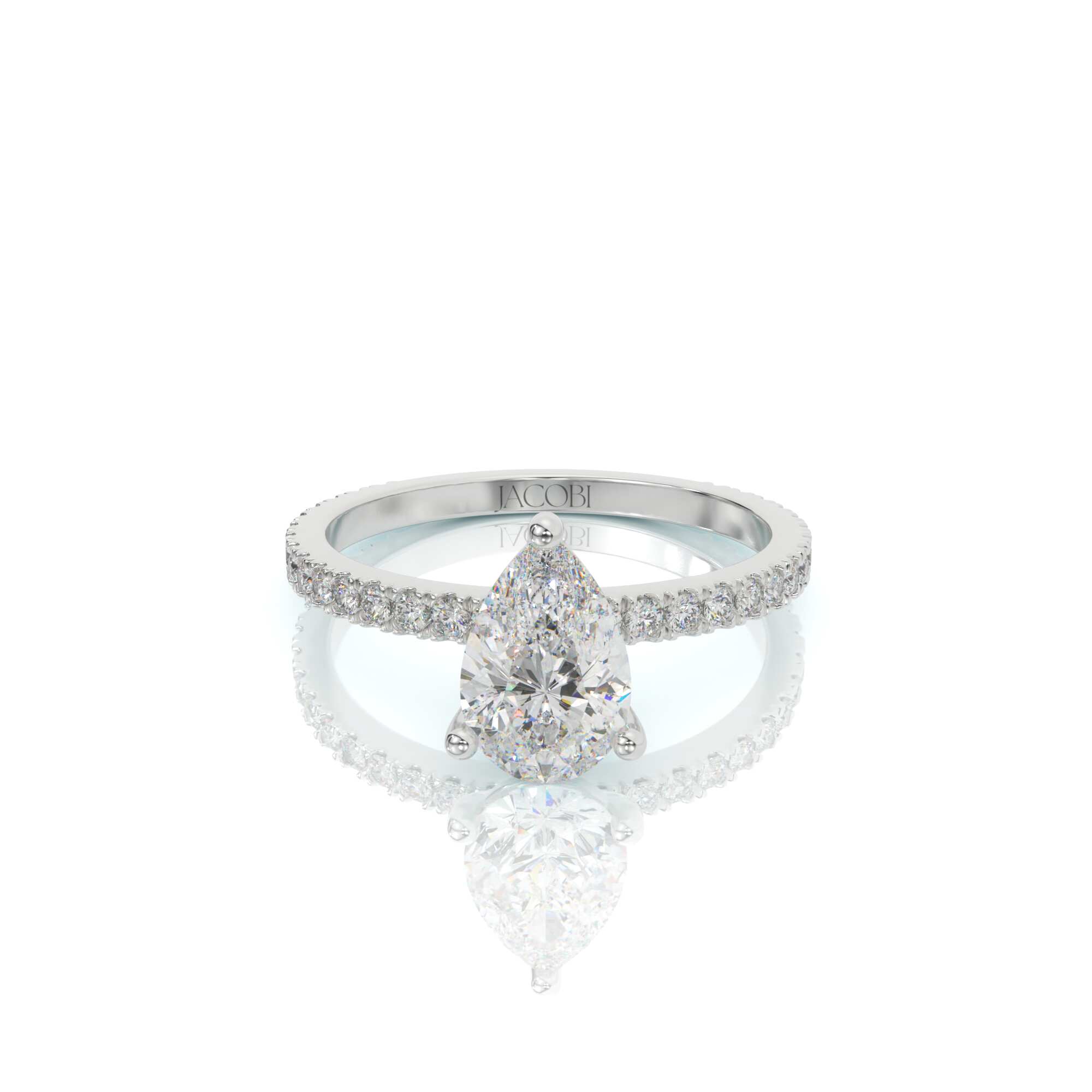 טבעת אירוסין, זהב 14K, יהלום טיפה, דגם: ליר