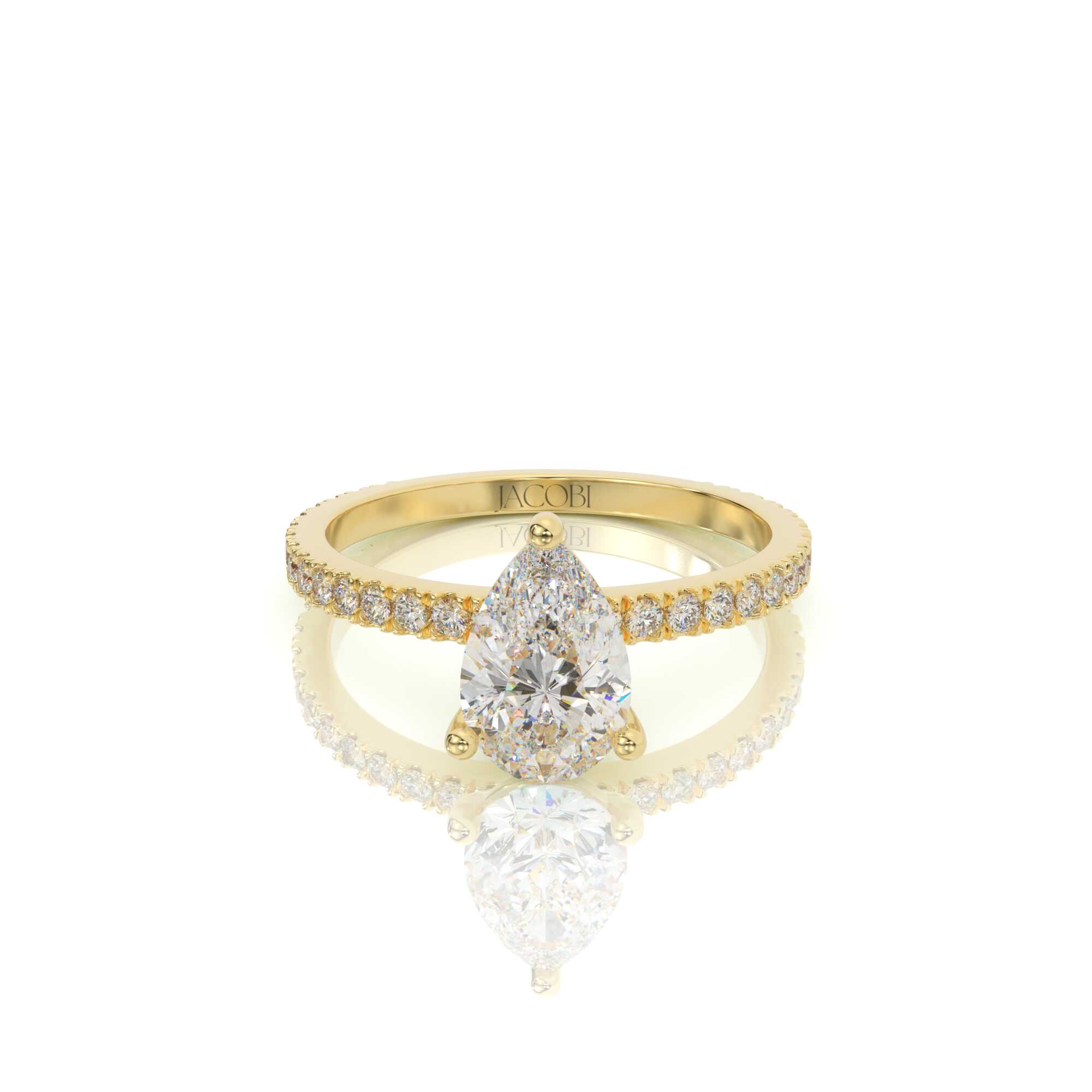 טבעת אירוסין, זהב 14K, יהלום טיפה, דגם: ליר – תמונה 2