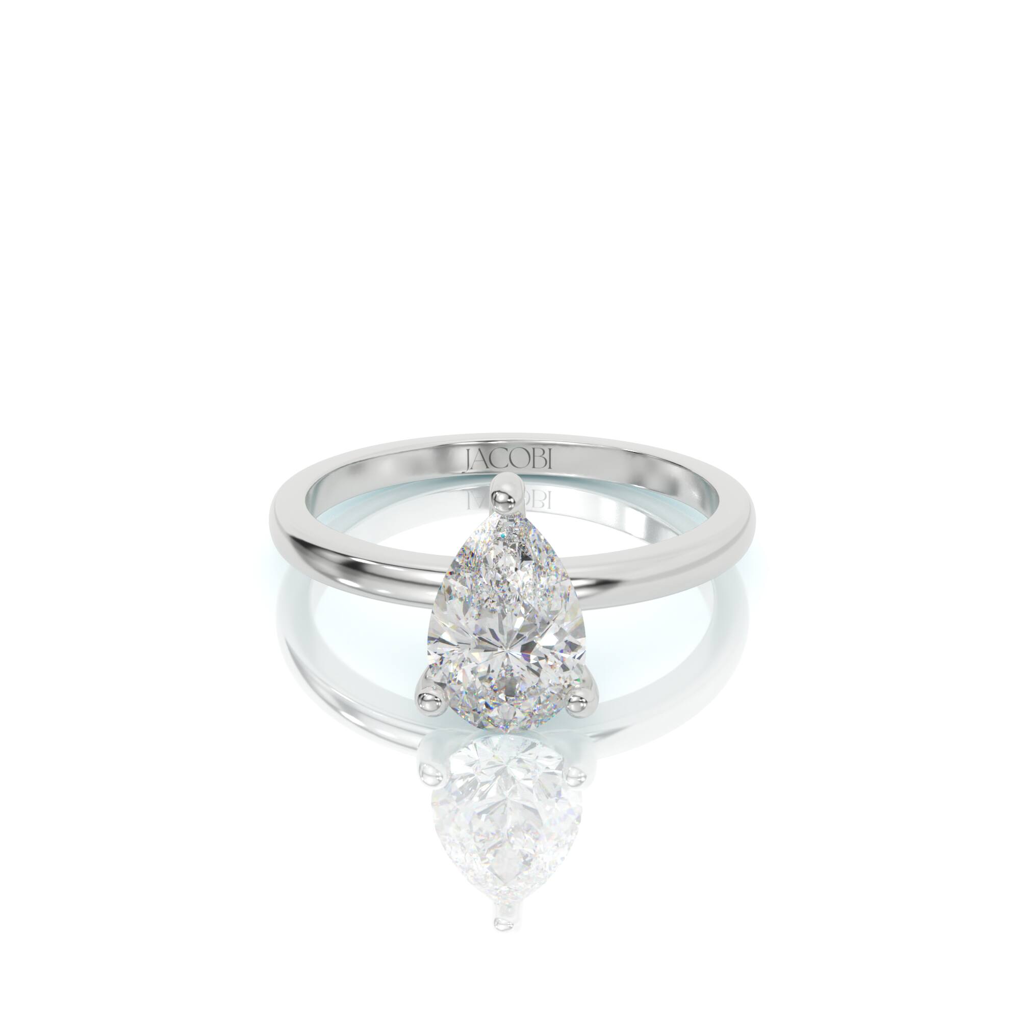 טבעת אירוסין סוליטר, זהב 14K, יהלום טיפה, דגם: אלין – תמונה 2