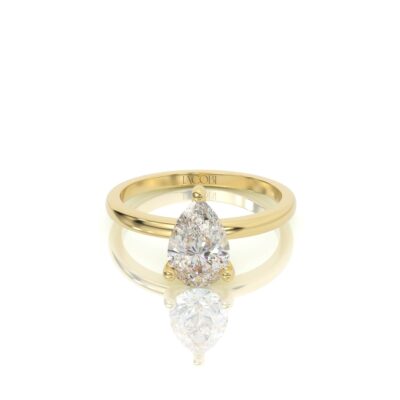 טבעת אירוסין סוליטר, זהב 14K, יהלום טיפה, דגם: אלין