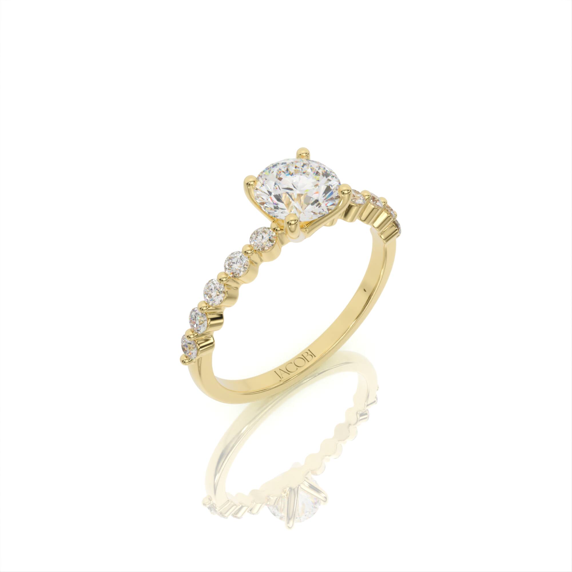 טבעת אירוסין, זהב 14K, יהלום עגול, דגם: יובל – תמונה 4