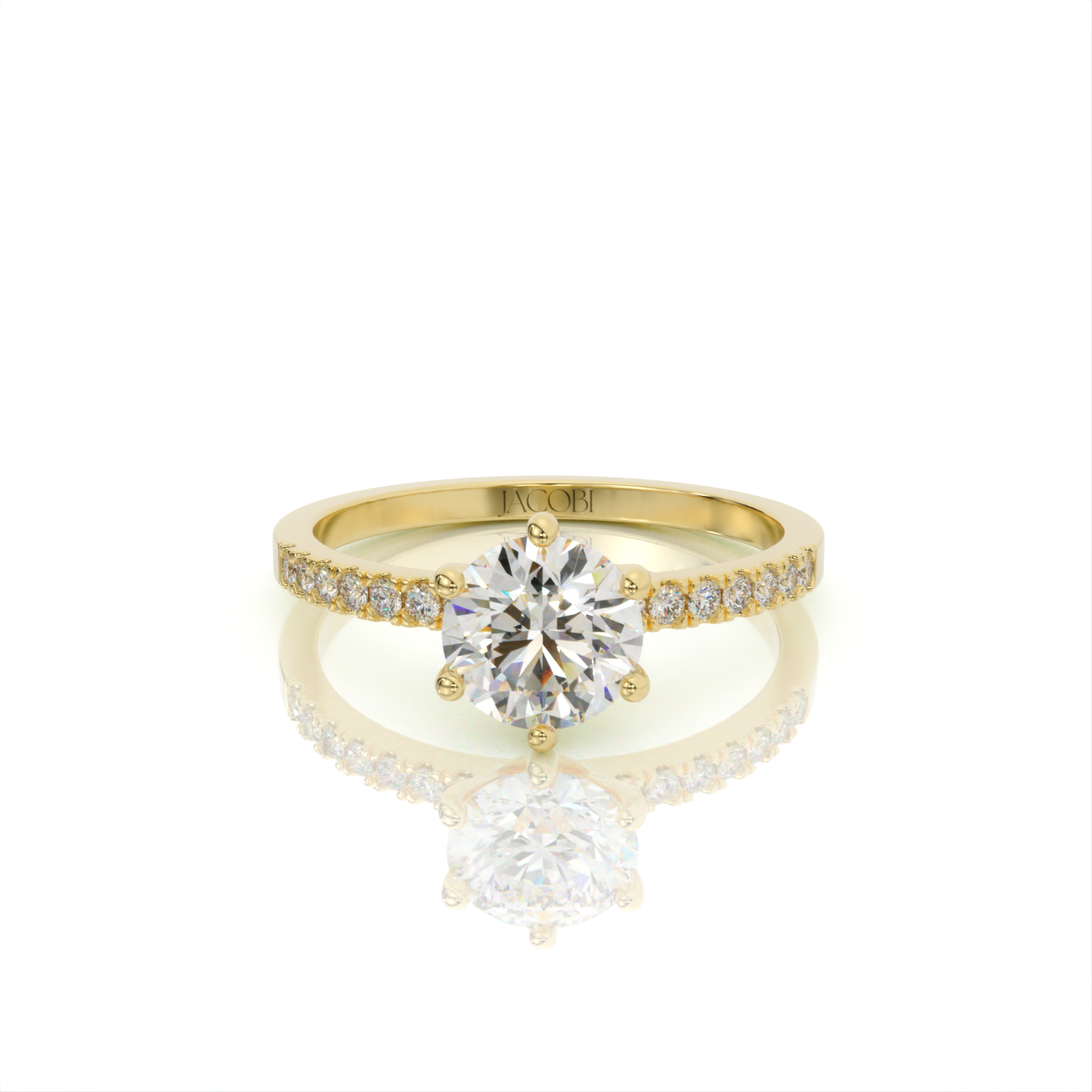 טבעת אירוסין, זהב 14K, יהלום עגול, דגם: דיאנה