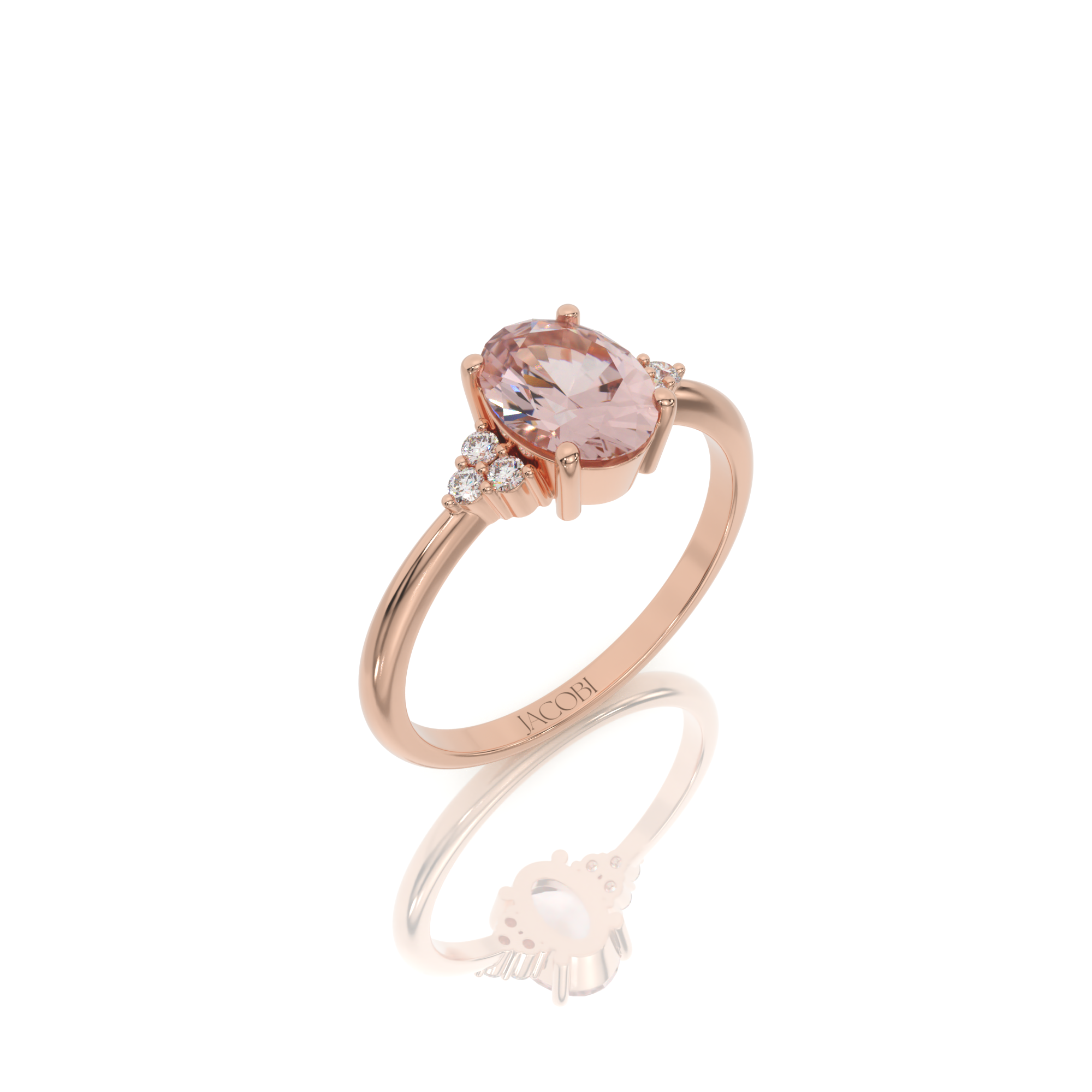 טבעת אבן חן מורגנייט, זהב 14K, דגם: דיאן – תמונה 2