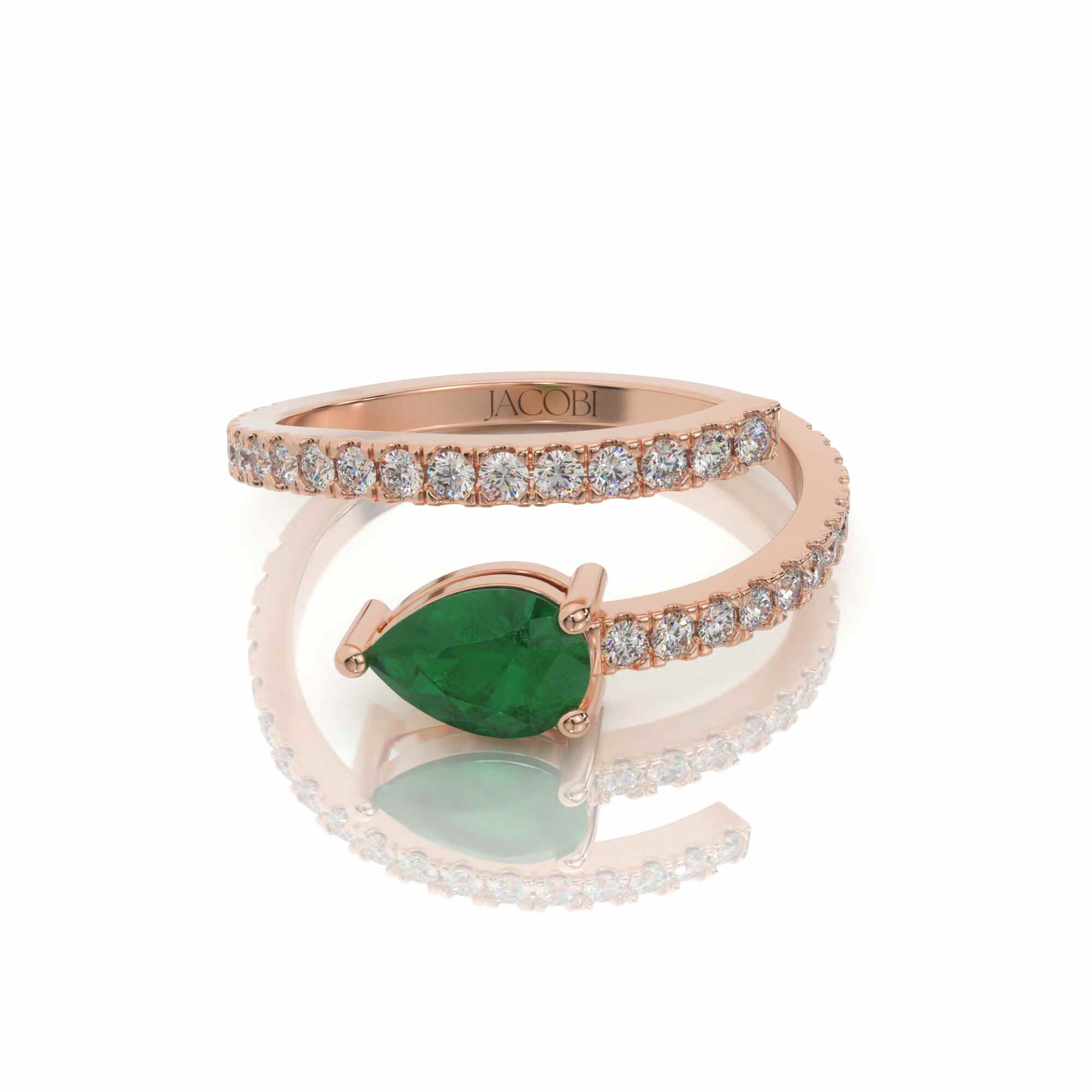 טבעת אבן חן, זהב 14K, אמרלד, דגם: ליאל – תמונה 2