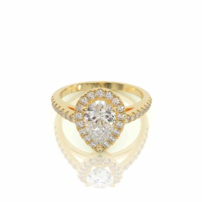 טבעת אירוסין, זהב 14K, יהלום טיפה, דגם: אמיליה