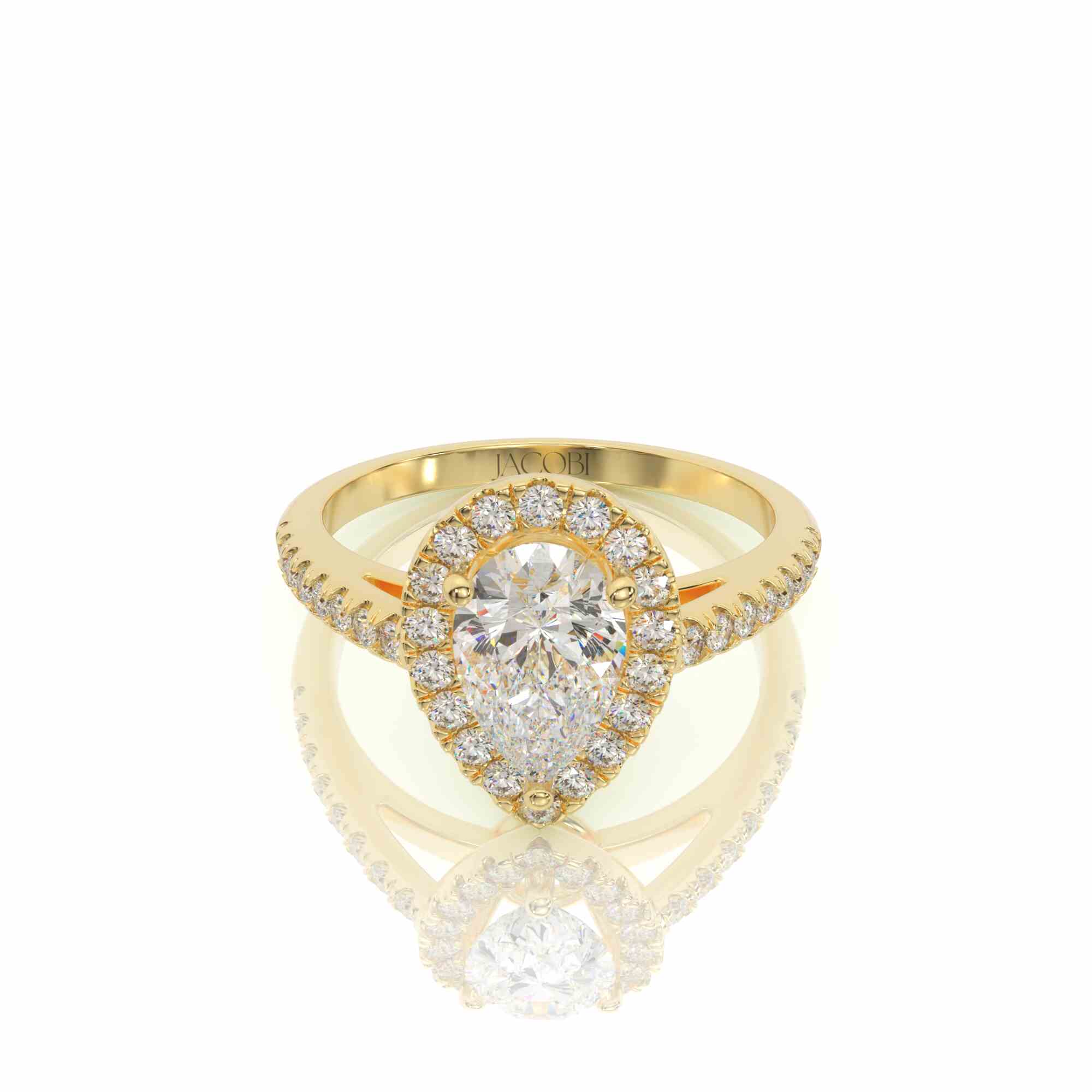 טבעת אירוסין, זהב 14K, יהלום טיפה, דגם: אמיליה