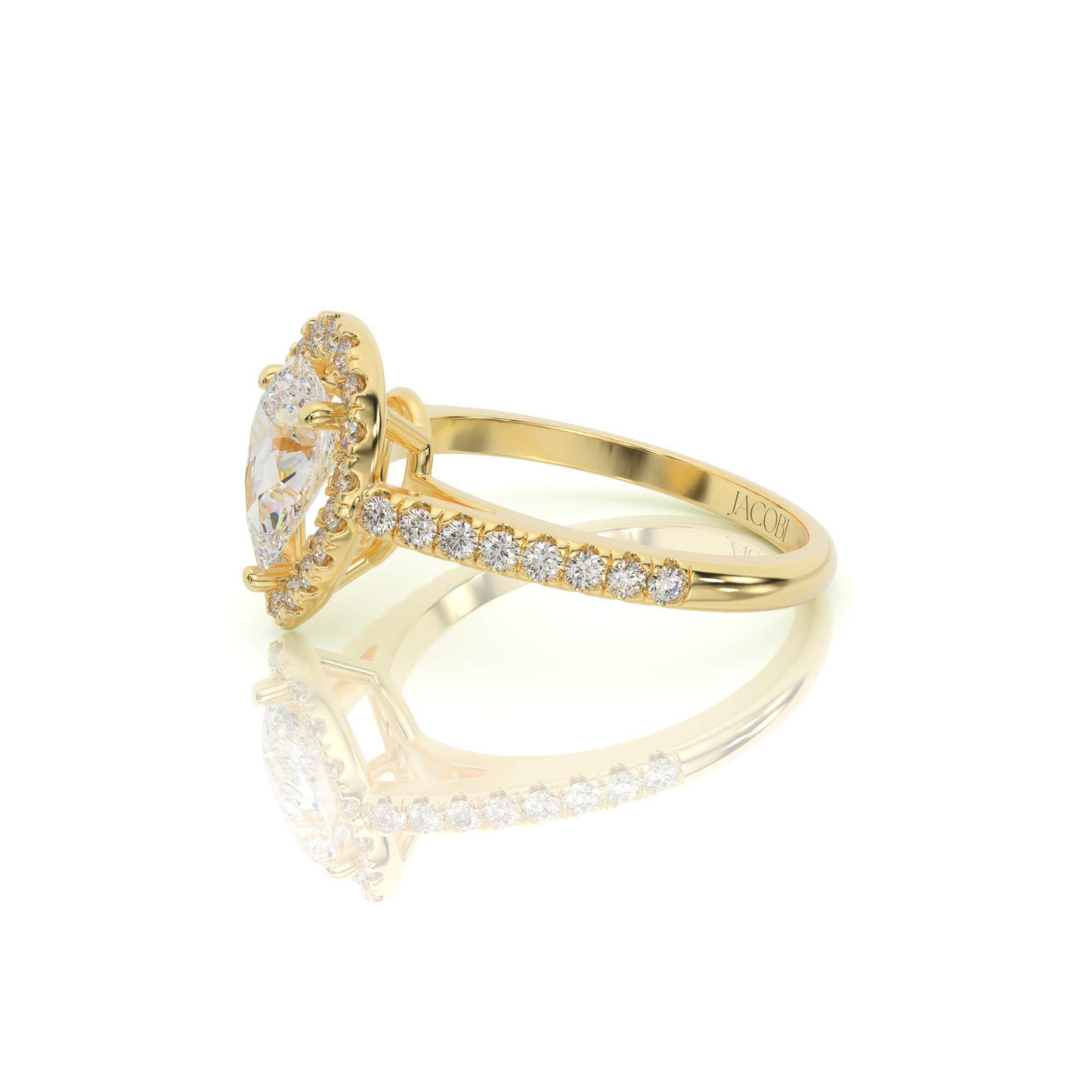 טבעת אירוסין, זהב 14K, יהלום טיפה, דגם: אמיליה – תמונה 7