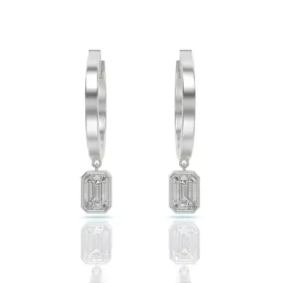 עגילי חישוק יהלומים, זהב 14K, דגם: קלרה