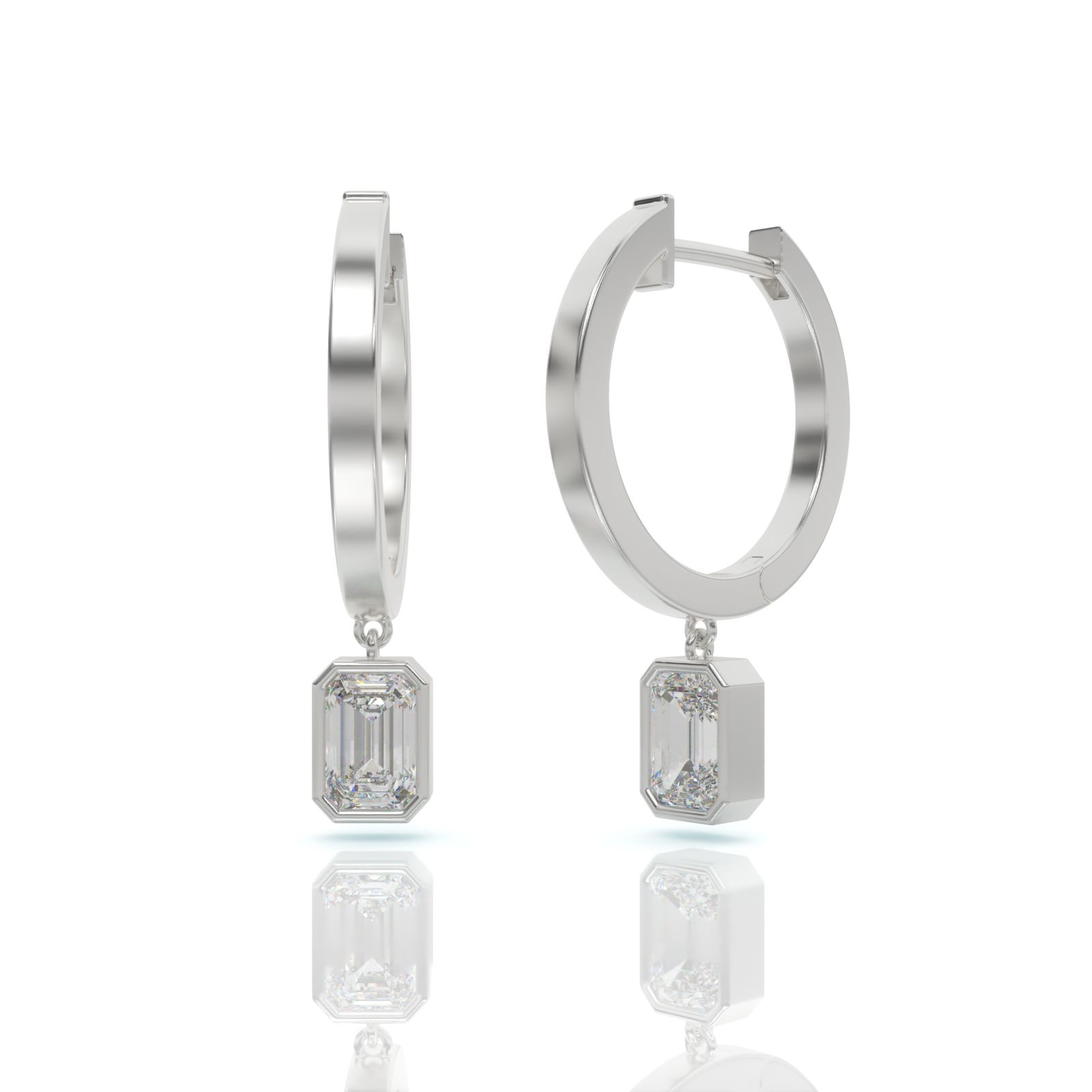 עגילי חישוק יהלומים, זהב 14K, דגם: קלרה – תמונה 7