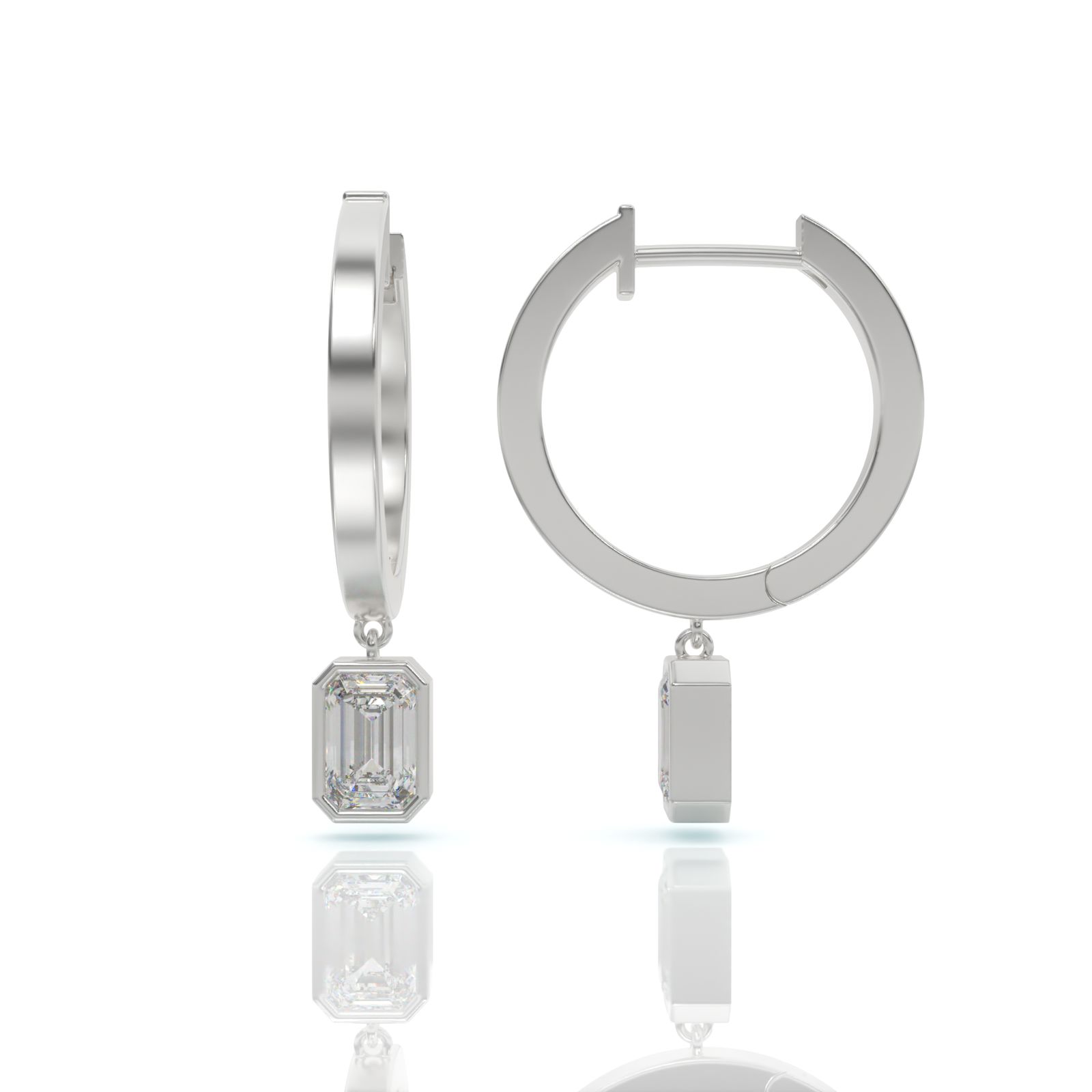 עגילי חישוק יהלומים, זהב 14K, דגם: קלרה – תמונה 6