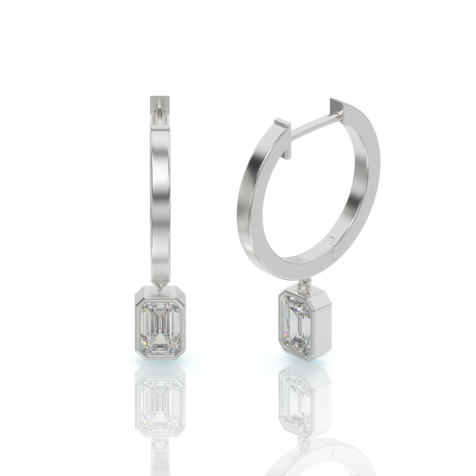 עגילי חישוק יהלומים, זהב 14K, דגם: קלרה – תמונה 3