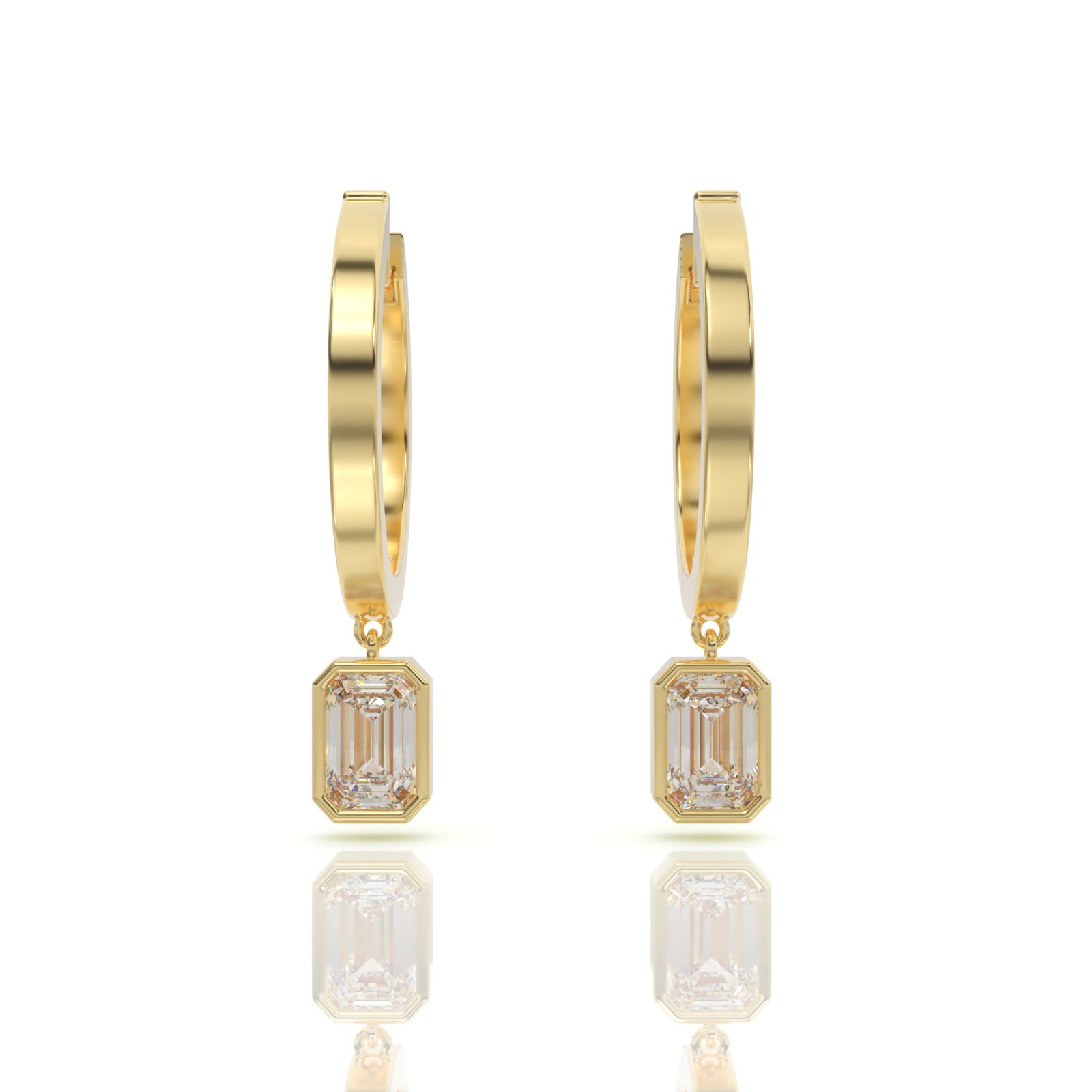 עגילי חישוק יהלומים, זהב 14K, דגם: קלרה – תמונה 2