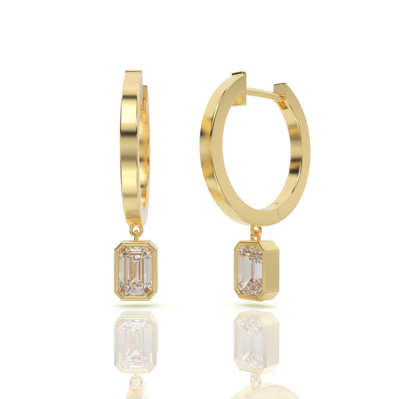 עגילי חישוק יהלומים, זהב 14K, דגם: קלרה – תמונה 8