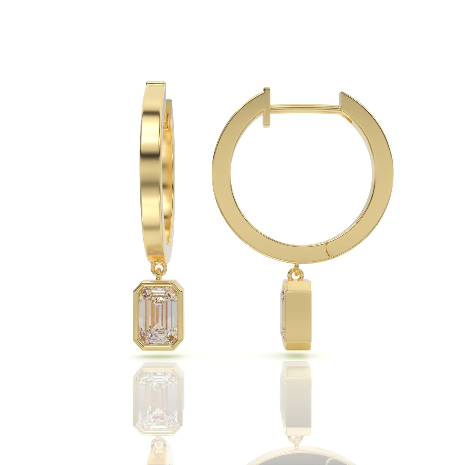 עגילי חישוק יהלומים, זהב 14K, דגם: קלרה – תמונה 5