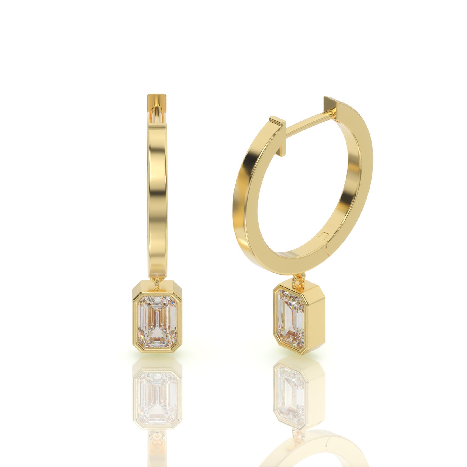 עגילי חישוק יהלומים, זהב 14K, דגם: קלרה – תמונה 4